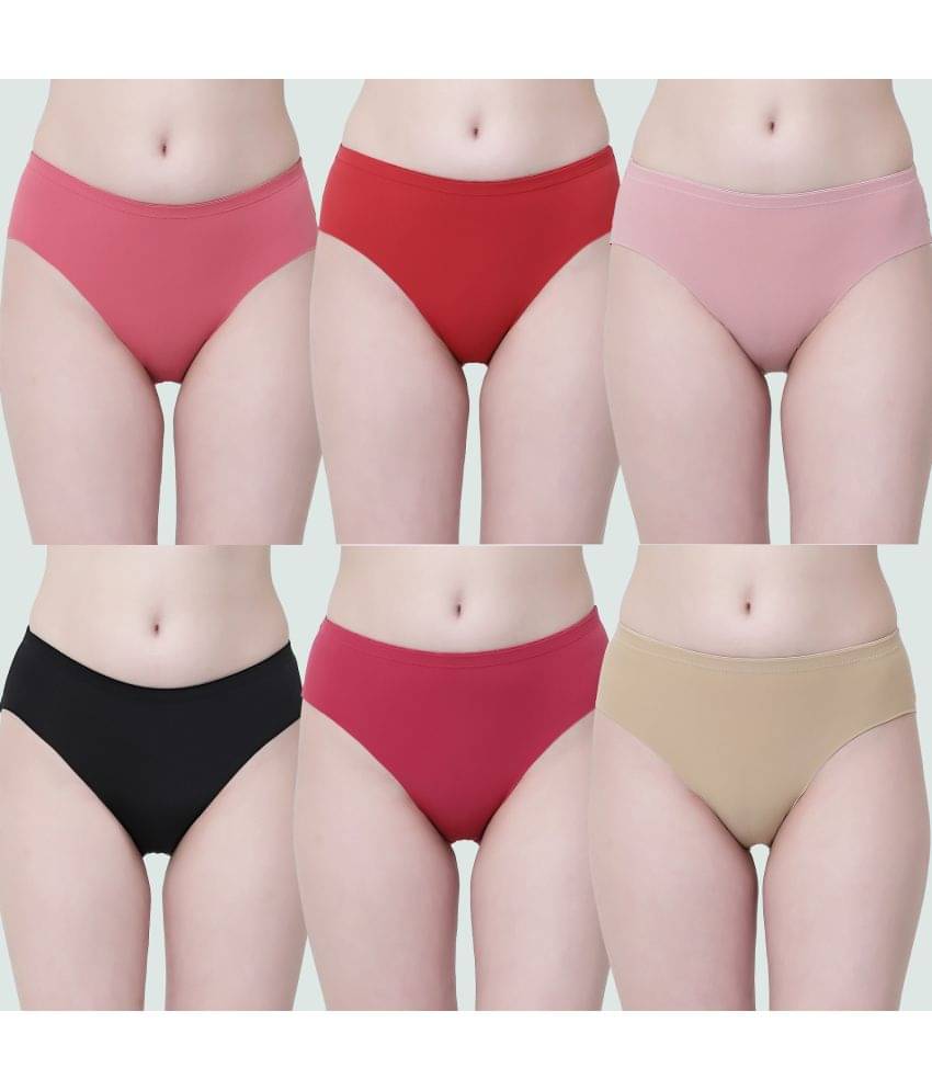 Softskin Pack of 6 Nylon Solid Women's Hipster ( Multi Color ) Softskin Pack of 6 Nylon Solid Women's Hipster ( Multi Color )