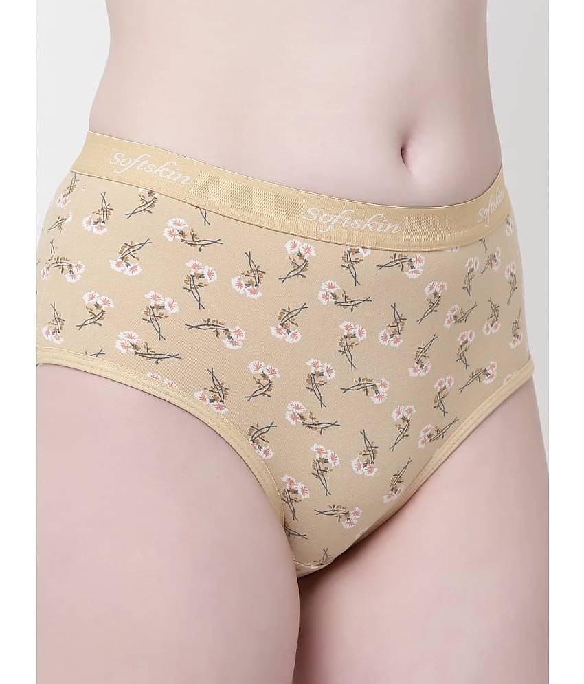 Softskin Pack of 3 Cotton Lycra Printed Women's Hipster ( Multicolor )