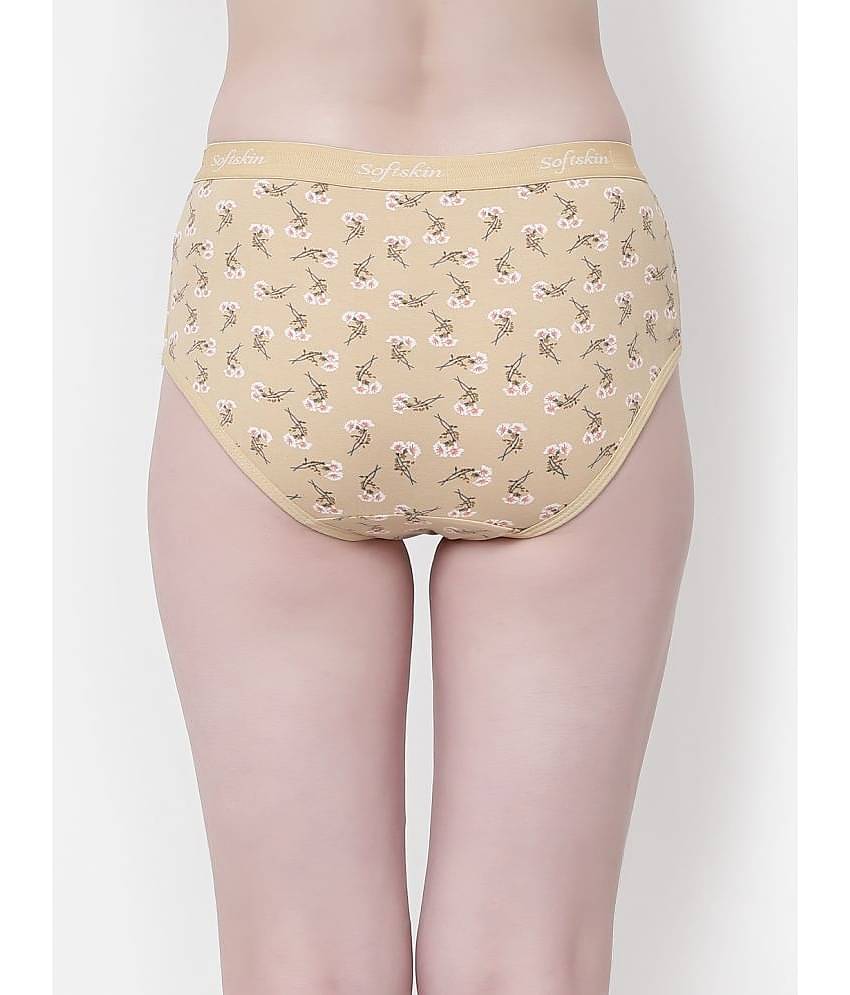 Softskin Pack of 3 Cotton Lycra Printed Women's Hipster ( Multicolor )