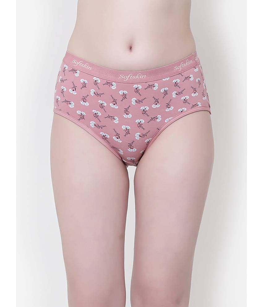 Softskin Pack of 3 Cotton Lycra Printed Women's Hipster ( Multicolor )