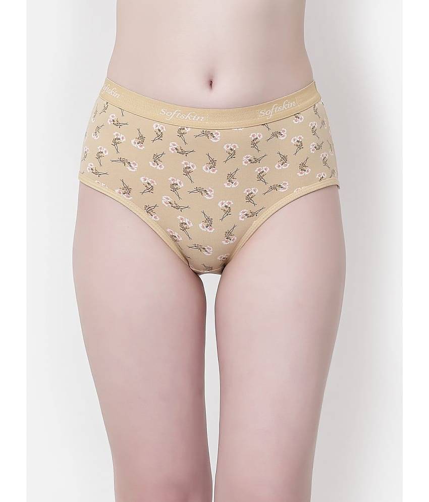 Softskin Pack of 3 Cotton Lycra Printed Women's Hipster ( Multicolor )