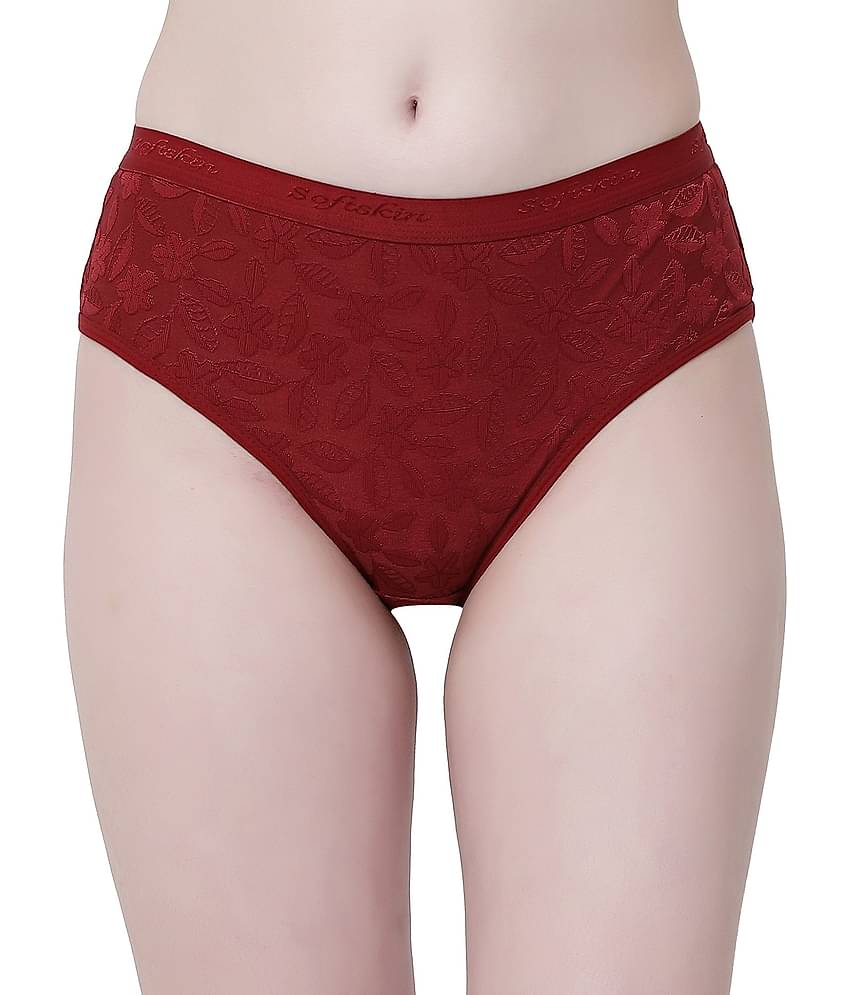 Softskin Pack of 6 Nylon Self Design Women's Hipster ( Multicolor )