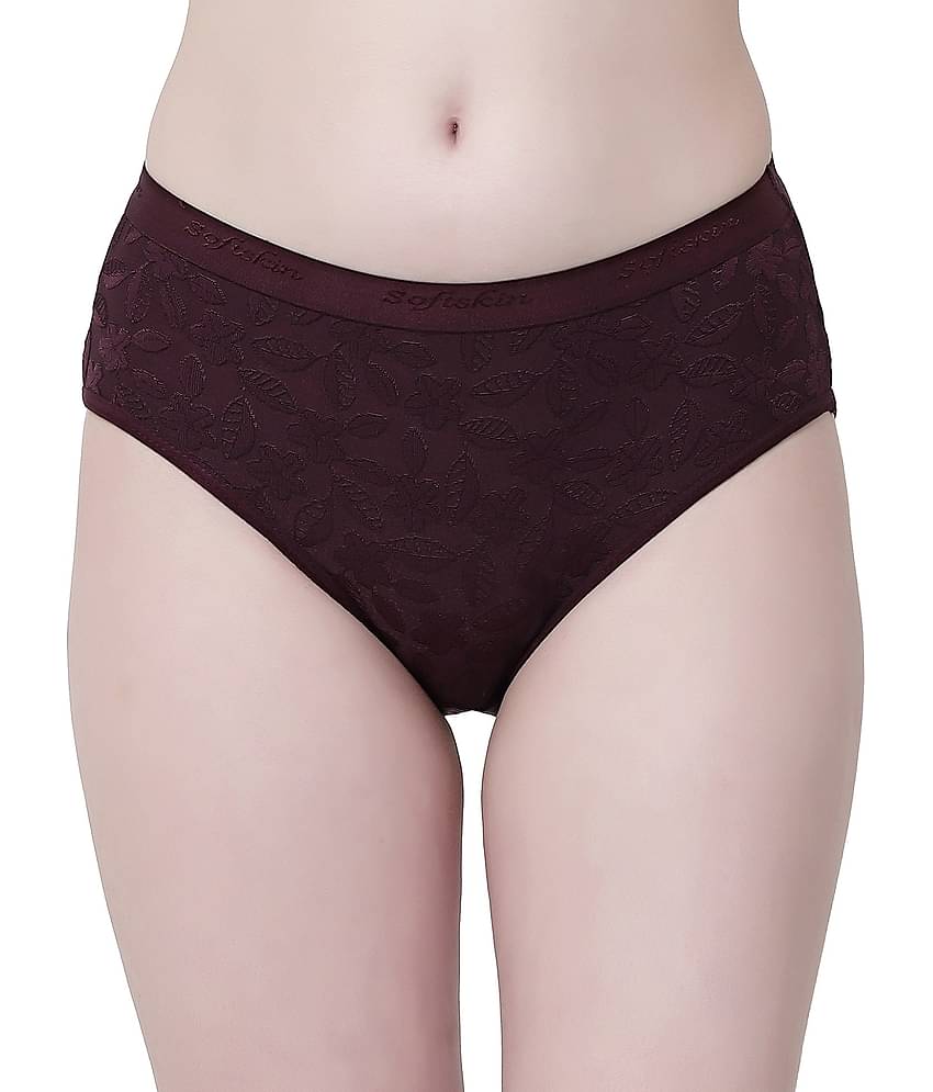 Softskin Pack of 6 Nylon Self Design Women's Hipster ( Multicolor )