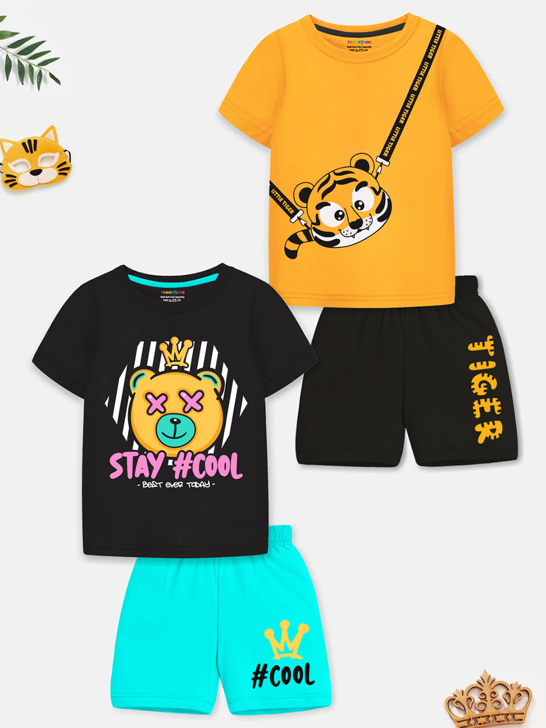 Trampoline Pack of 2 Boys Cotton Blend T-Shirt & Shorts Set ( Multicolor4 )