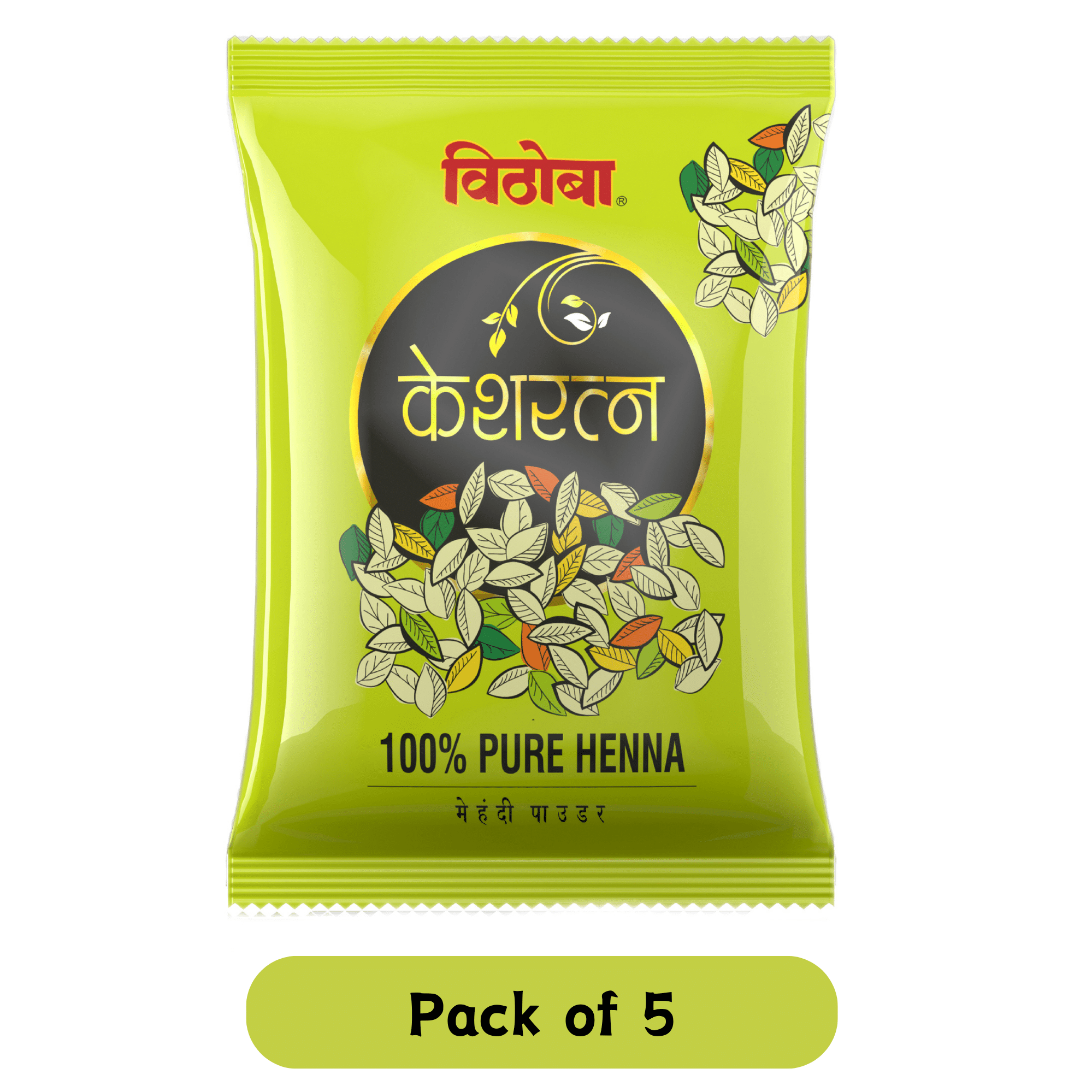Vithoba Keshratna 100% Pure Natural Henna Mehndi Hair Color/Dye Powder for Men & Women Pack of 5 Vithoba Keshratna 100% Pure Natural Henna Mehndi Hair Color/Dye Powder for Men & Women Pack of 5