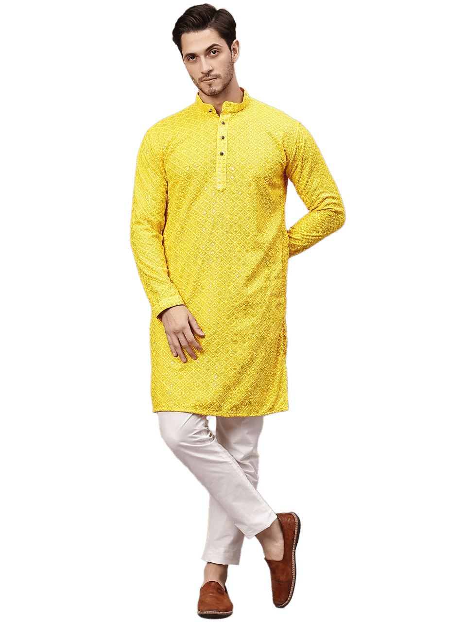 Yugnik Lemon Sequin Regular Fit Men's Kurta Pyjama Set ( Pack of 1 )     			Yugnik Lemon Sequin Regular Fit Men's Kurta Pyjama Set ( Pack of 1 )