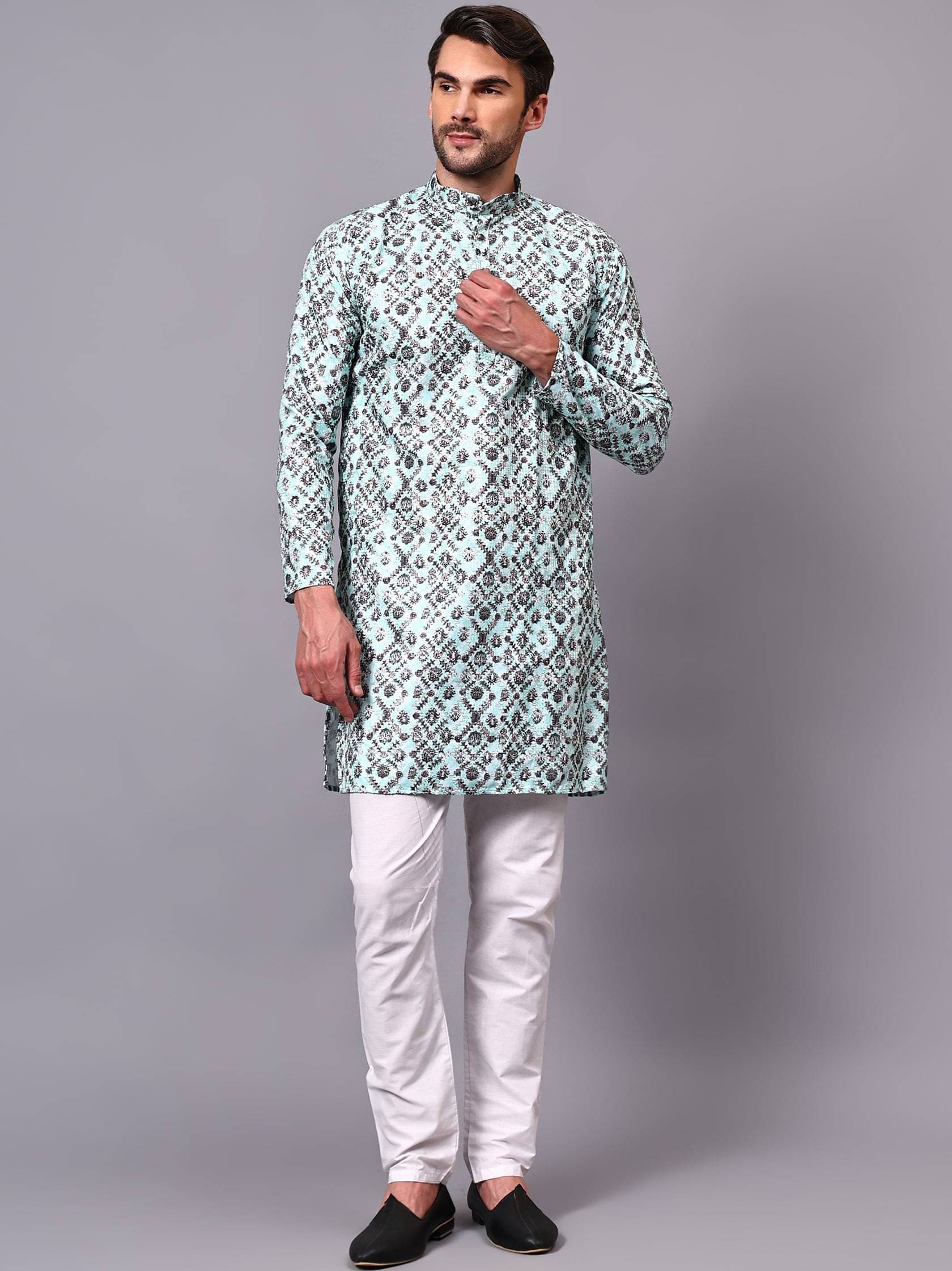 Yugnik Light Green Rayon Regular Fit Men's Kurta Pyjama Set ( Pack of 1 ) Yugnik Light Green Rayon Regular Fit Men's Kurta Pyjama Set ( Pack of 1 )