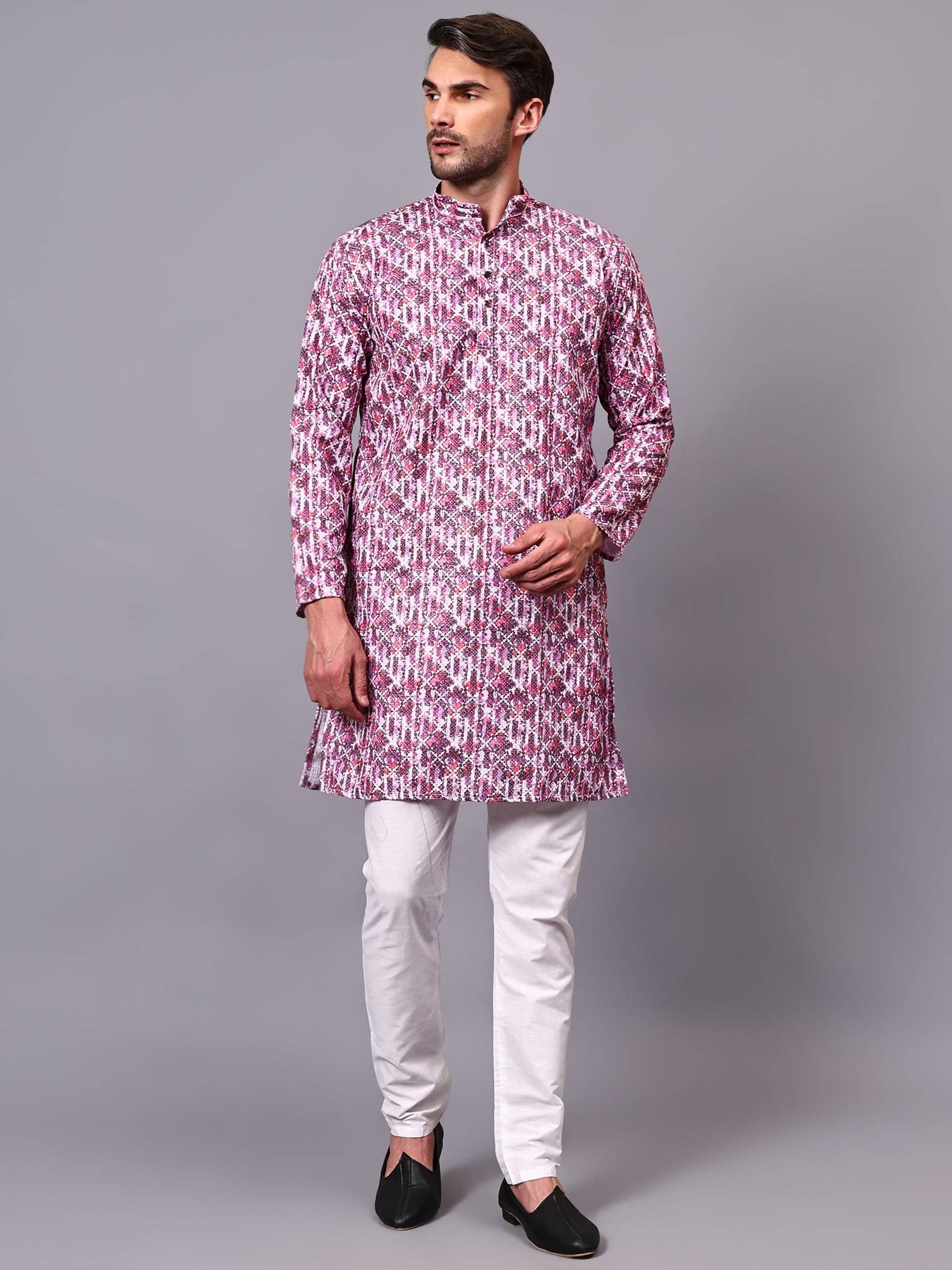     			Yugnik Purple Rayon Regular Fit Men's Kurta Pyjama Set ( Pack of 1 )