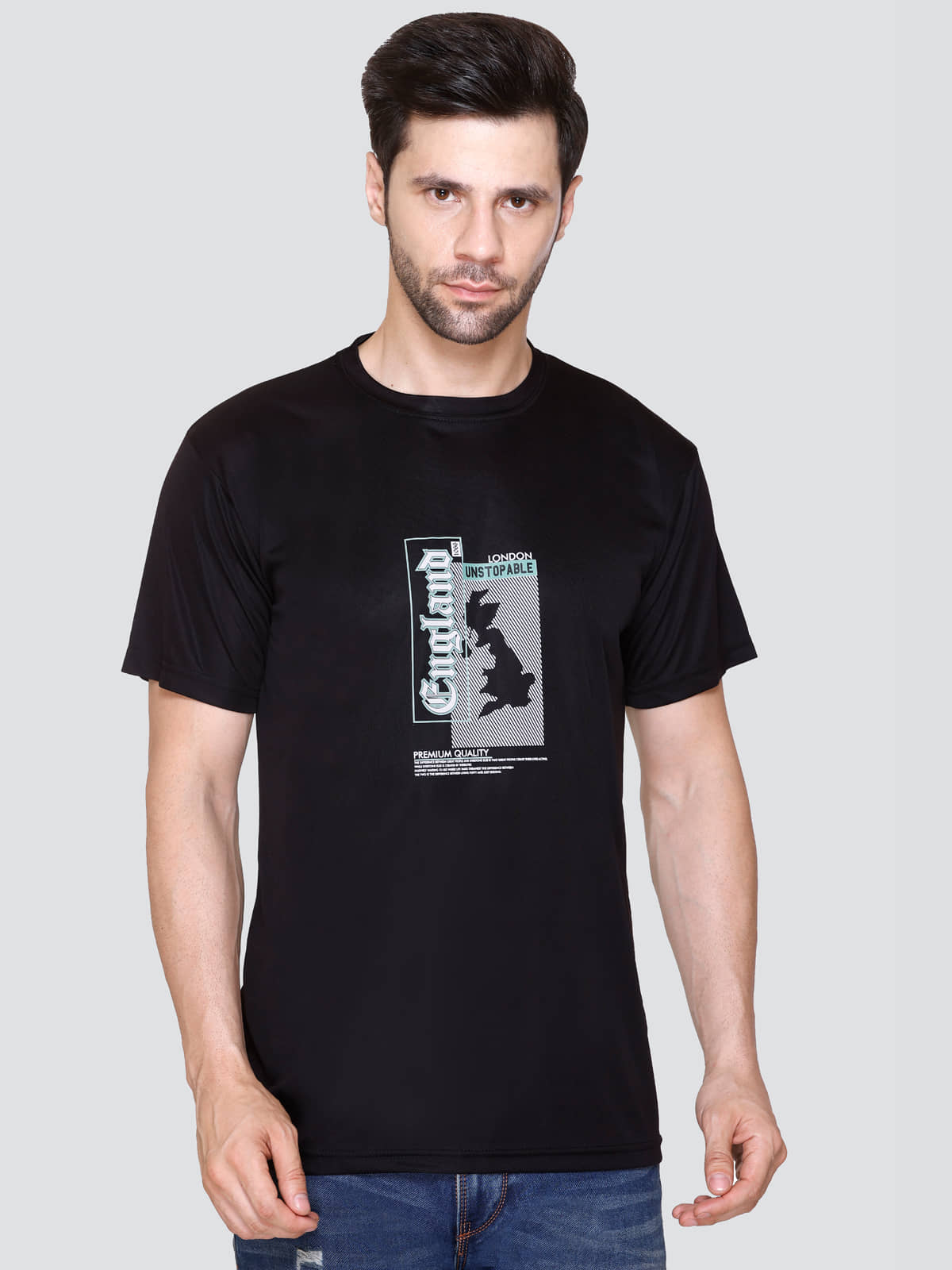 Zeffit Polyester Regular Fit Printed Half Sleeves Men's T-Shirt - Black ( Pack of 1 )