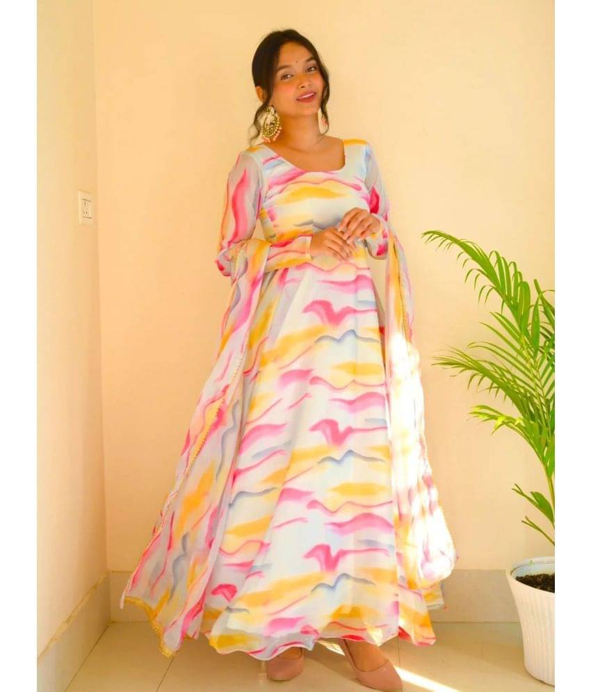     			kedar fab Multicolor Anarkali Georgette Women's Stitched Ethnic Gown ( Pack of 1 )