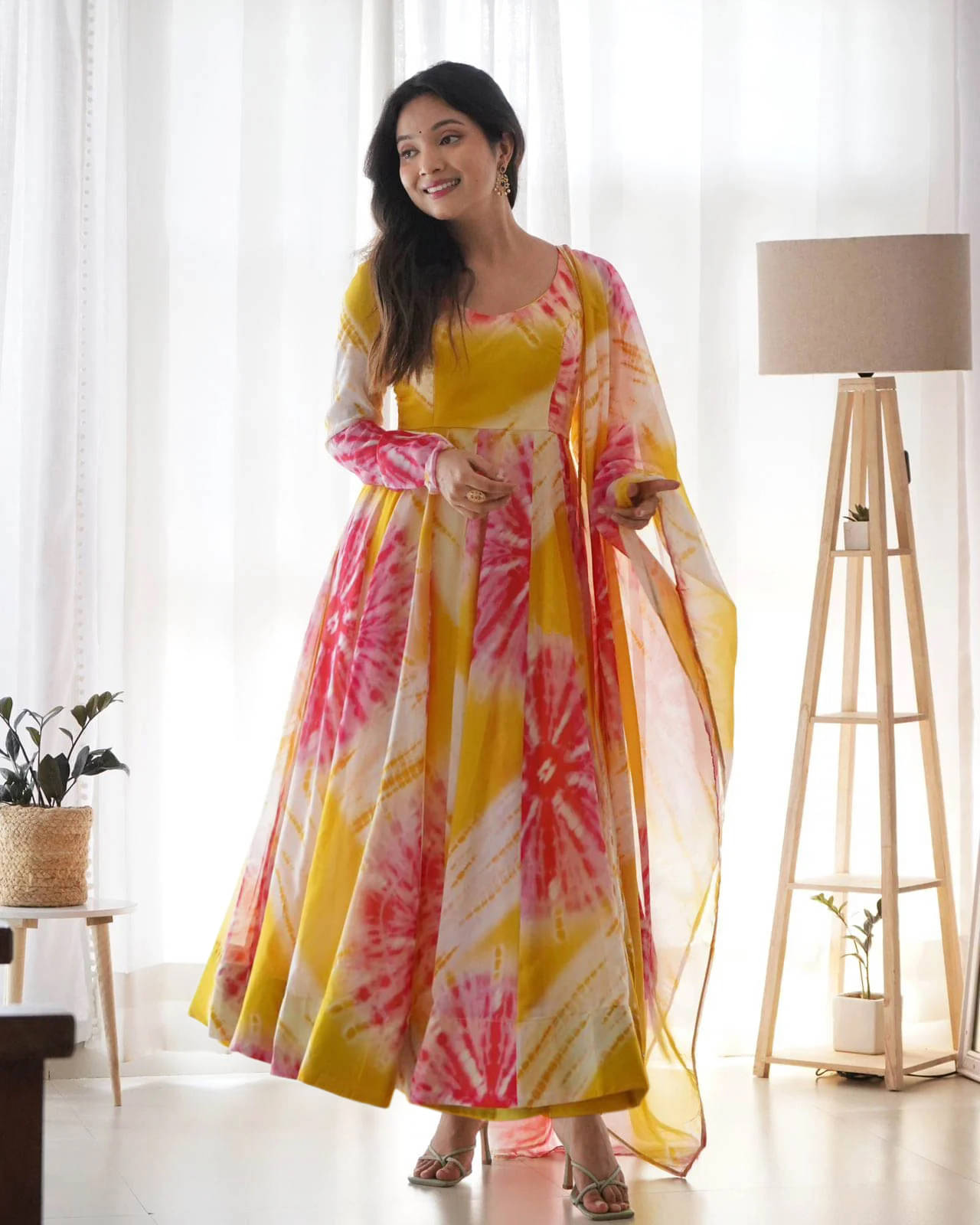     			kedar fab Yellow Anarkali Georgette Women's Stitched Ethnic Gown ( Pack of 1 )
