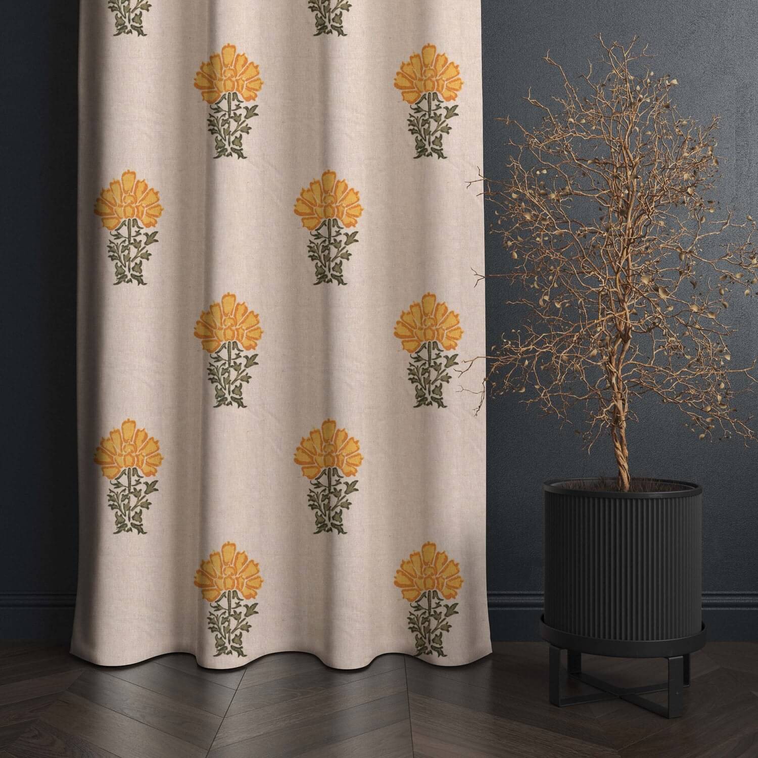 BBM Floral Room Darkening Loop Curtain 6 ft ( Pack of 2 ) - Beige BBM Floral Room Darkening Loop Curtain 6 ft ( Pack of 2 ) - Beige