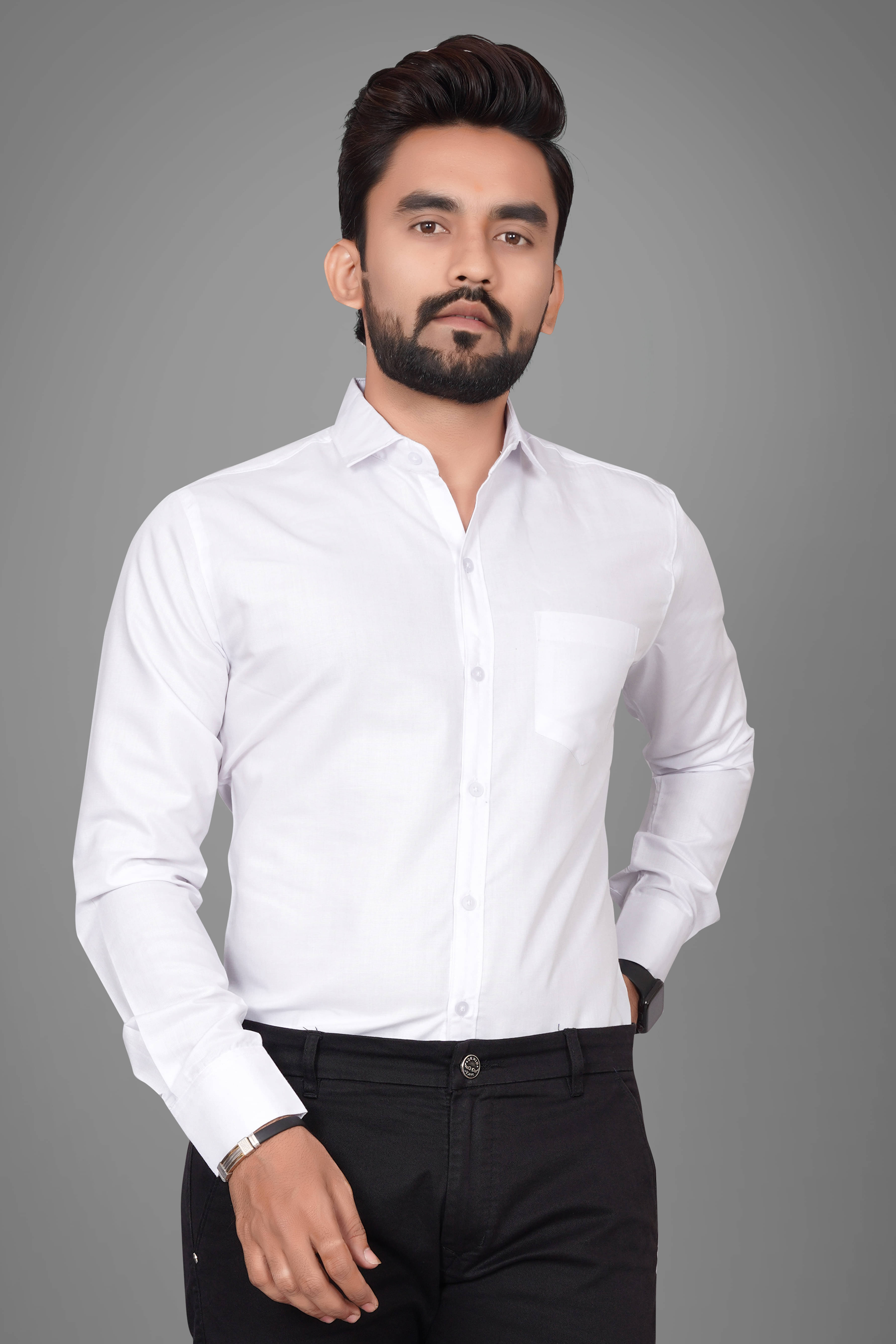     			BOUGHT FIRST Cotton Blend Regular Fit Full Sleeves Men's Formal Shirt - White ( Pack of 1 )