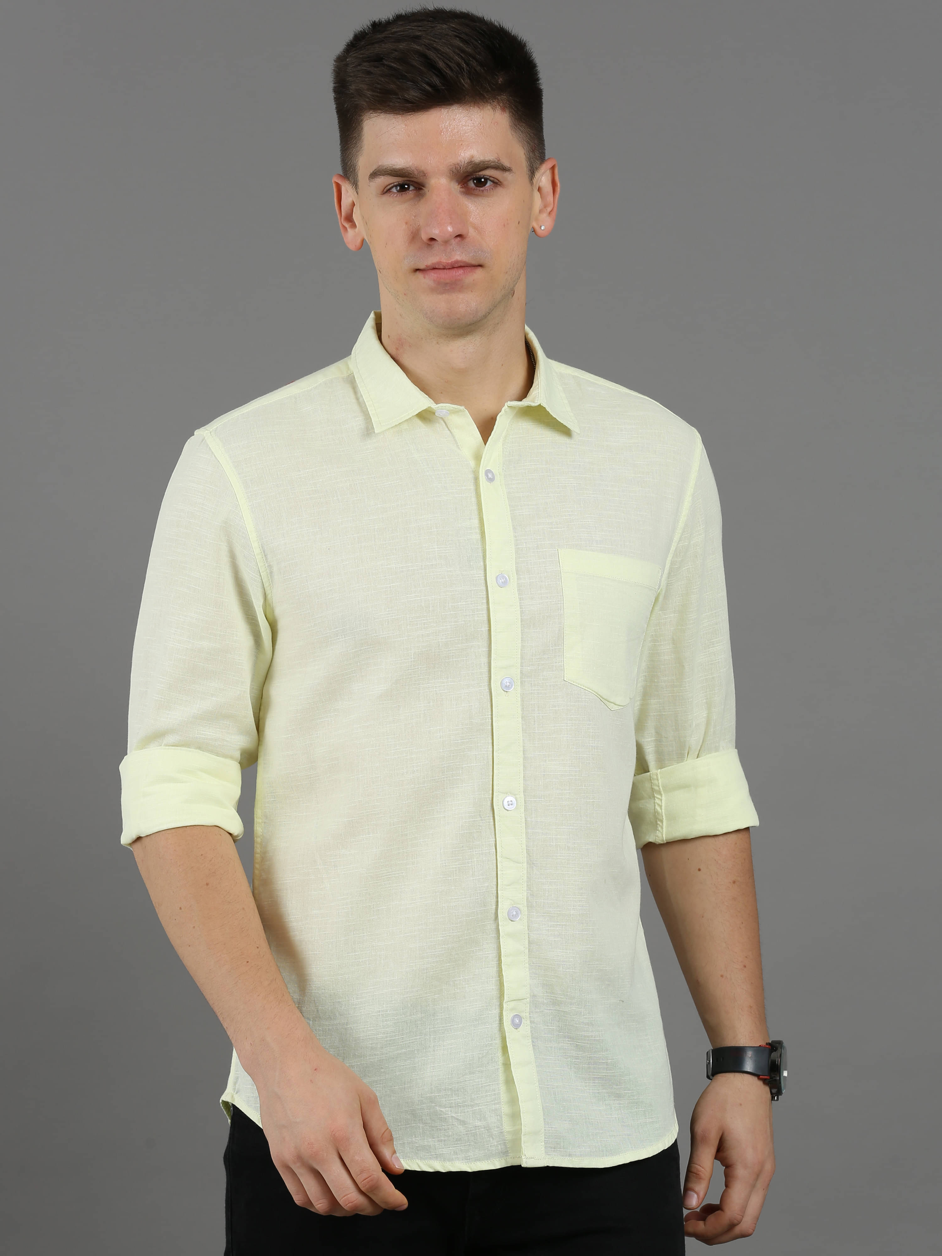 BOUGHT FIRST Cotton Blend Regular Fit Full Sleeves Men's Formal Shirt - Yellow ( Pack of 1 ) BOUGHT FIRST Cotton Blend Regular Fit Full Sleeves Men's Formal Shirt - Yellow ( Pack of 1 )