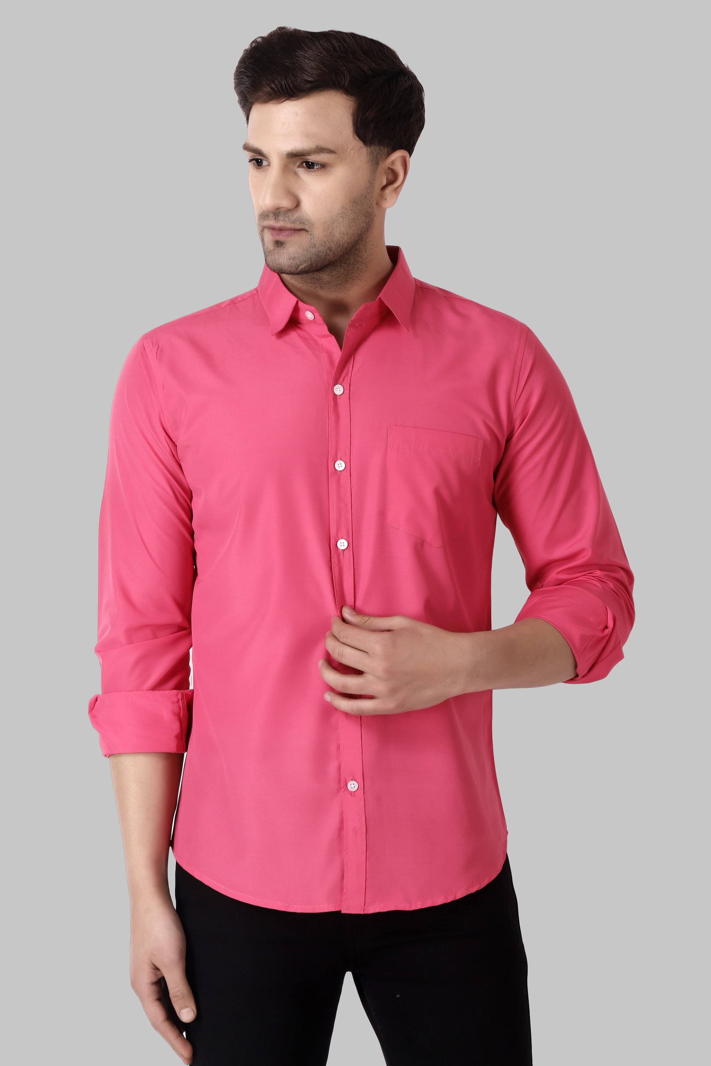 BOUGHT FIRST Cotton Blend Regular Fit Full Sleeves Men's Formal Shirt - Pink ( Pack of 1 ) BOUGHT FIRST Cotton Blend Regular Fit Full Sleeves Men's Formal Shirt - Pink ( Pack of 1 )