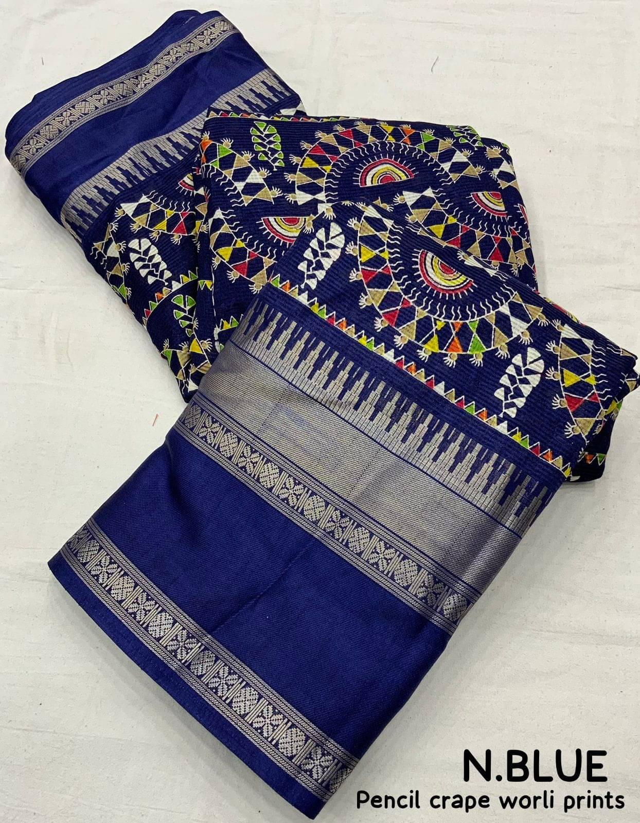     			Bhuwal Fashion Mysore Silk Printed Saree With Unstitched Blouse Piece ( Navy Blue )