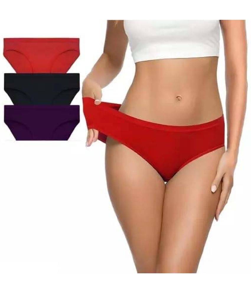 CARNEST Pack of 3 Blended Solid Women's Bikini ( Multicolor ) Pack Of 3 Panty CARNEST Pack of 3 Blended Solid Women's Bikini ( Multicolor ) Pack Of 3 Panty