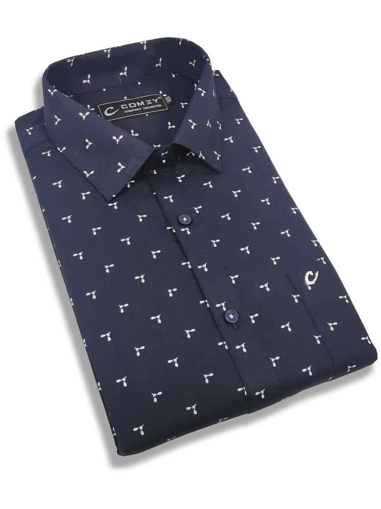 Comey 100% Cotton Slim Fit Printed Full Sleeves Men's Casual Shirt - Black ( Pack of 1 )