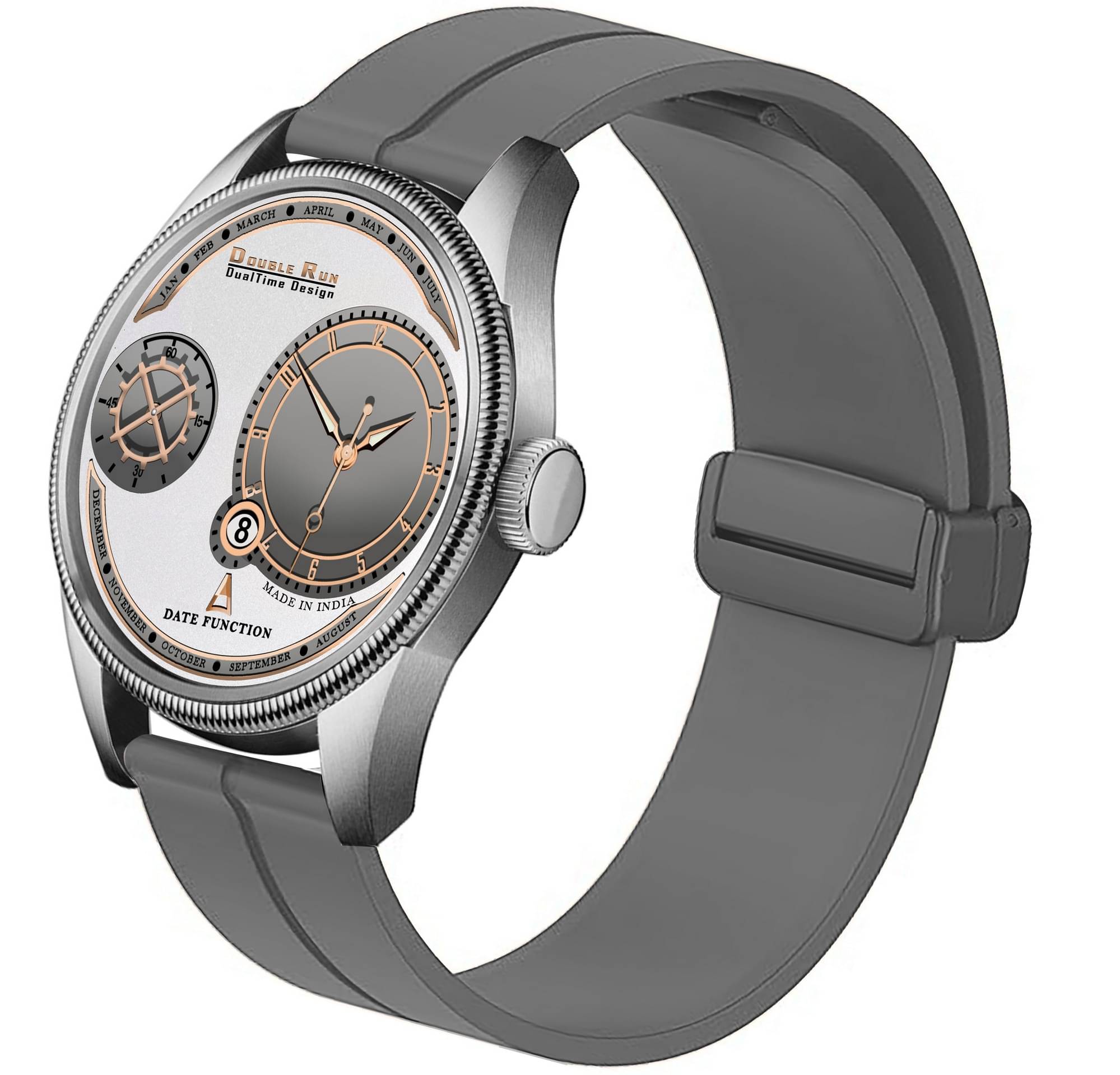     			DoubleRun Light Grey Silicon Chronograph Men's Watch