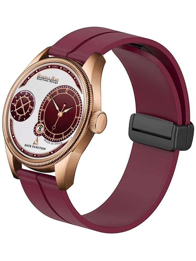 DoubleRun Maroon Silicon Chronograph Men's Watch
