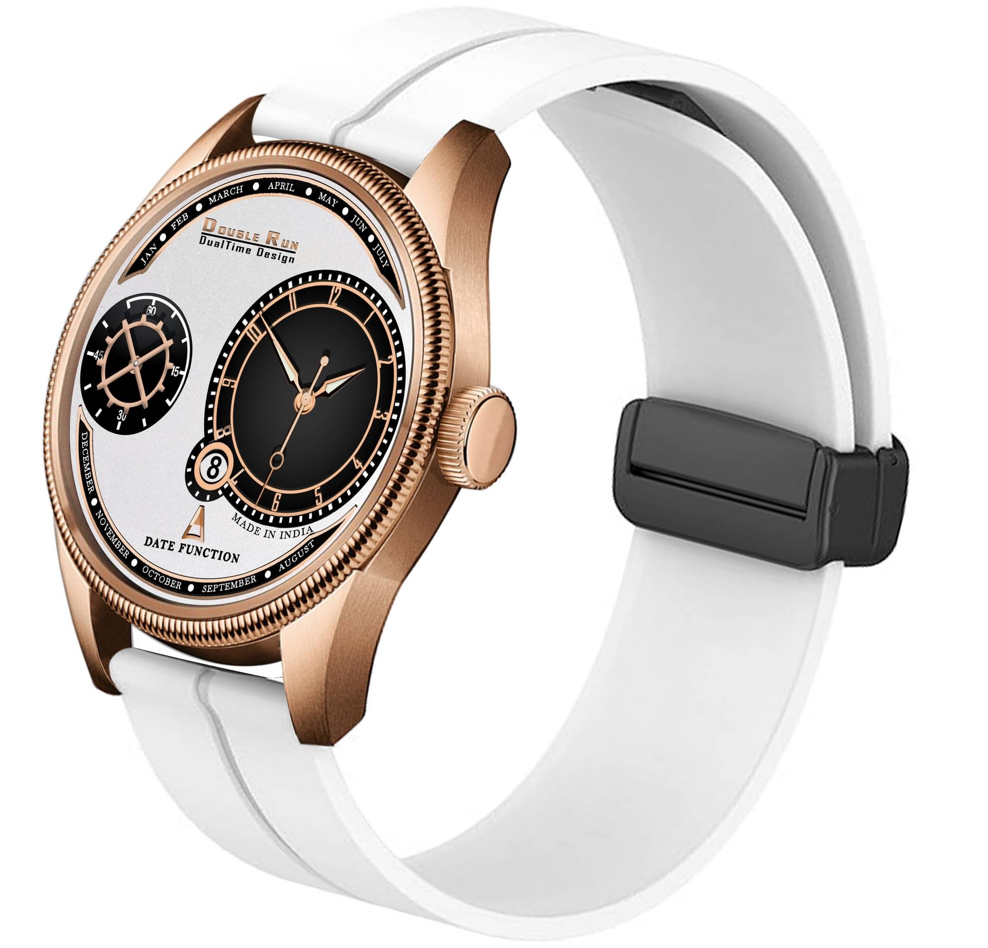     			DoubleRun White Silicon Chronograph Men's Watch