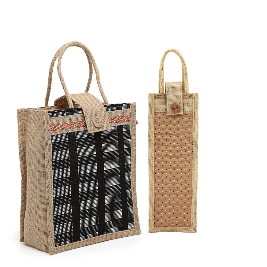     			ENSAC Handheld Bag Jute Set of 2 ( Beige )