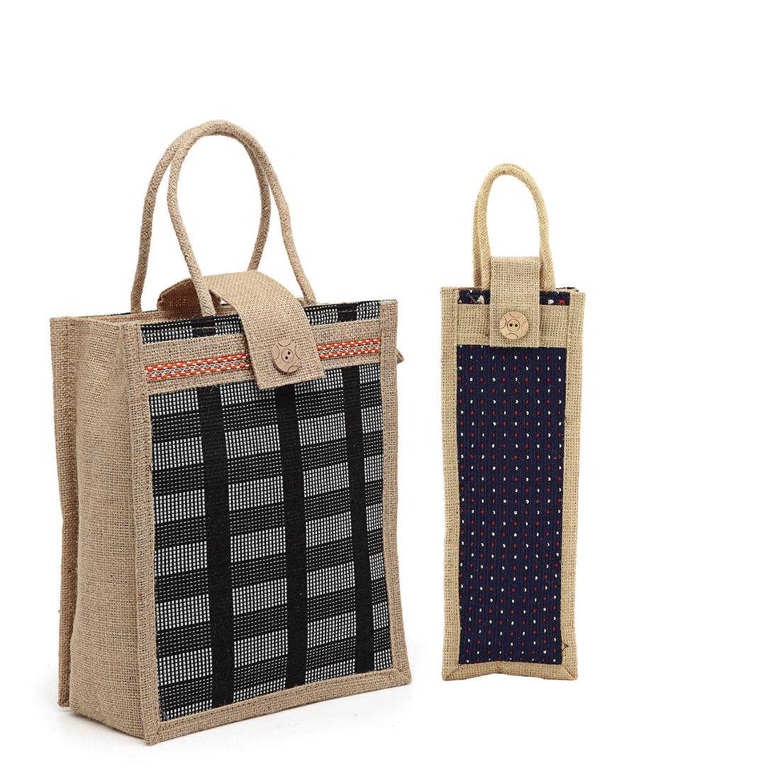     			ENSAC Handheld Bag Jute Set of 2 ( Blue )