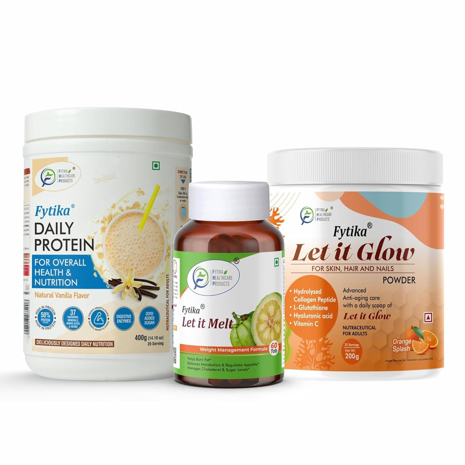 FYTIKA Protein + Letitmelt + Collagen 3 gm Pack of 3 FYTIKA Protein + Letitmelt + Collagen 3 gm Pack of 3