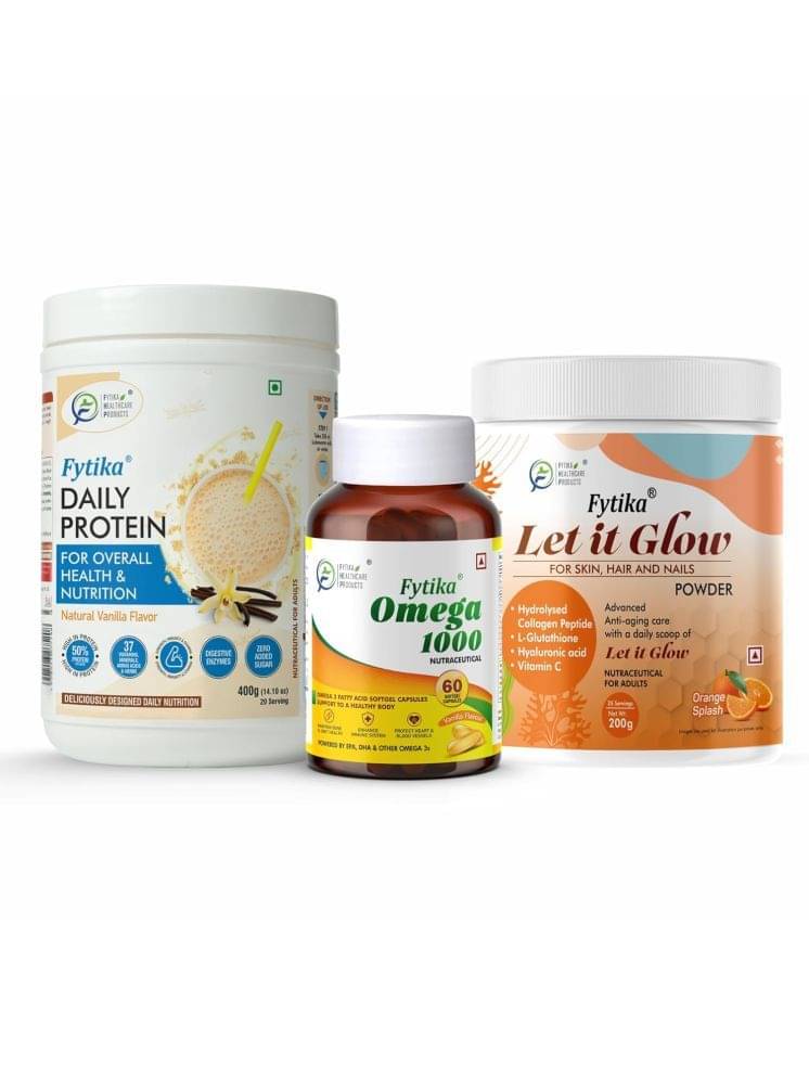 FYTIKA Protein + Omega1000 + Collagen 3 gm Pack of 3 FYTIKA Protein + Omega1000 + Collagen 3 gm Pack of 3