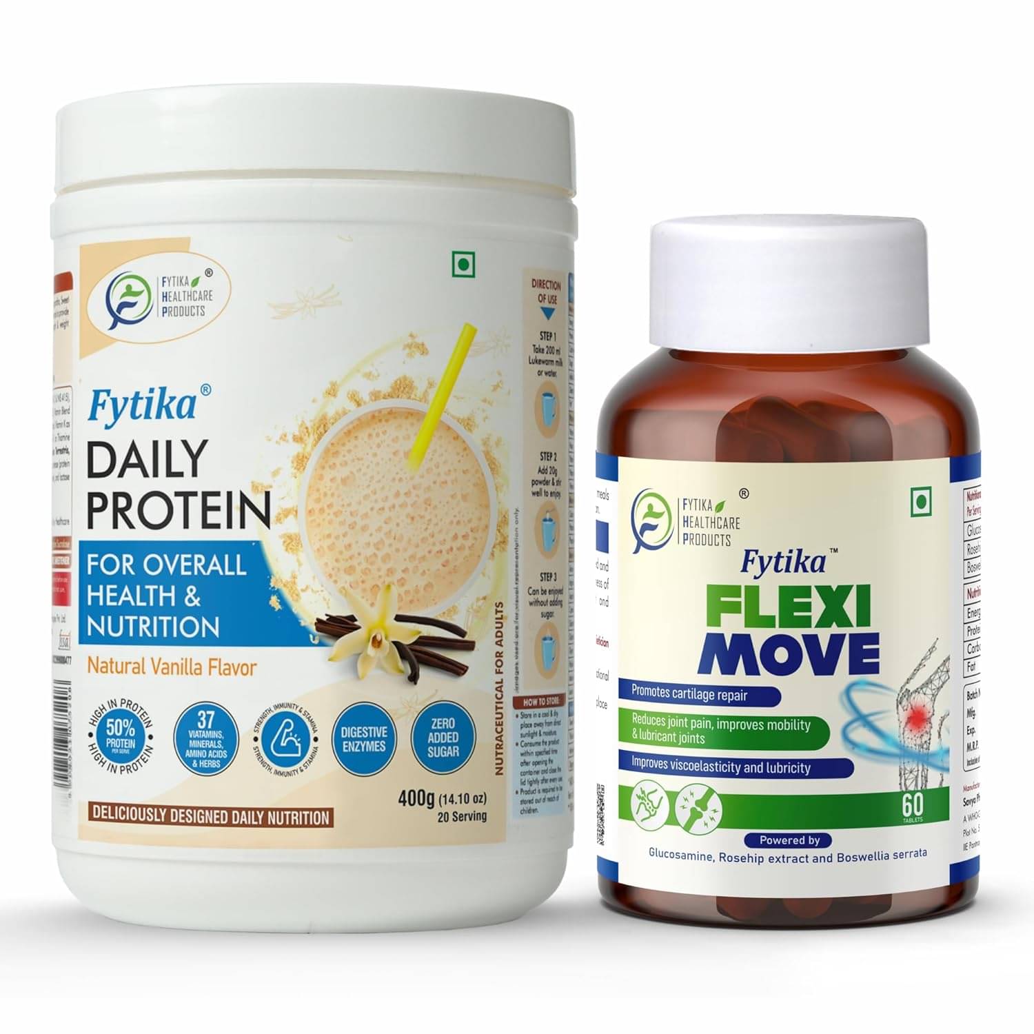 FYTIKA Protein powder + Flexi Move 3 gm Pack of 3 FYTIKA Protein powder + Flexi Move 3 gm Pack of 3
