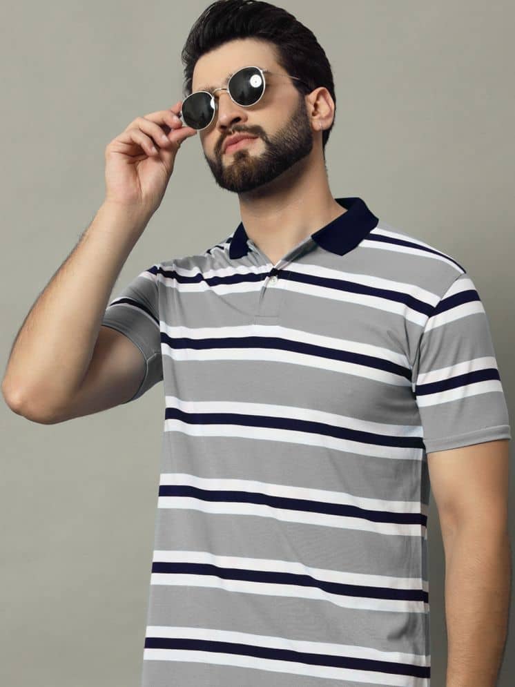 GET GOLF Pack of 1 Cotton Blend Regular Fit Solid Half Sleeves Men's Polo T Shirt ( Grey )