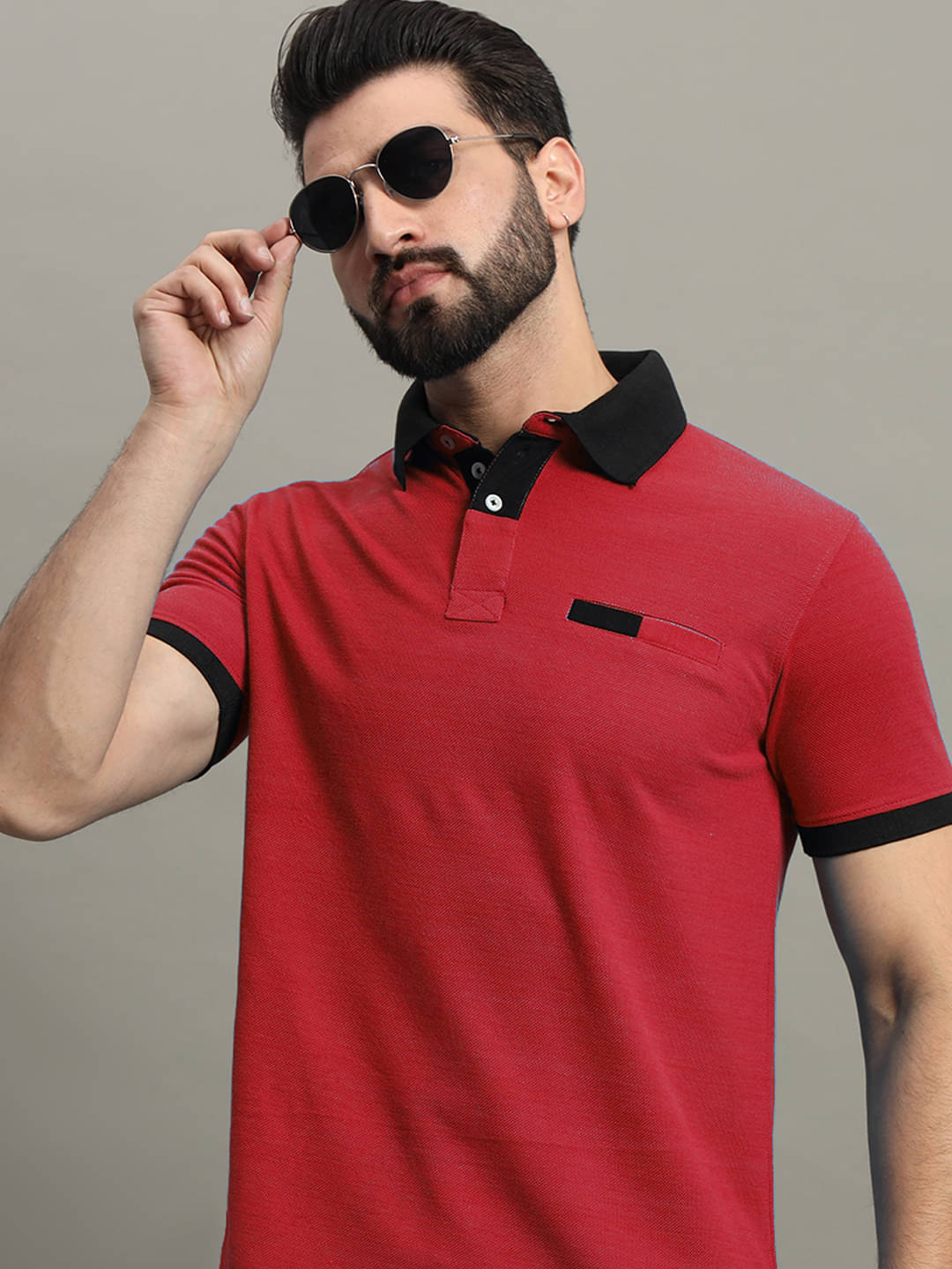 GET GOLF Pack of 1 Cotton Blend Regular Fit Solid Half Sleeves Men's Polo T Shirt ( Red )     			GET GOLF Pack of 1 Cotton Blend Regular Fit Solid Half Sleeves Men's Polo T Shirt ( Red )