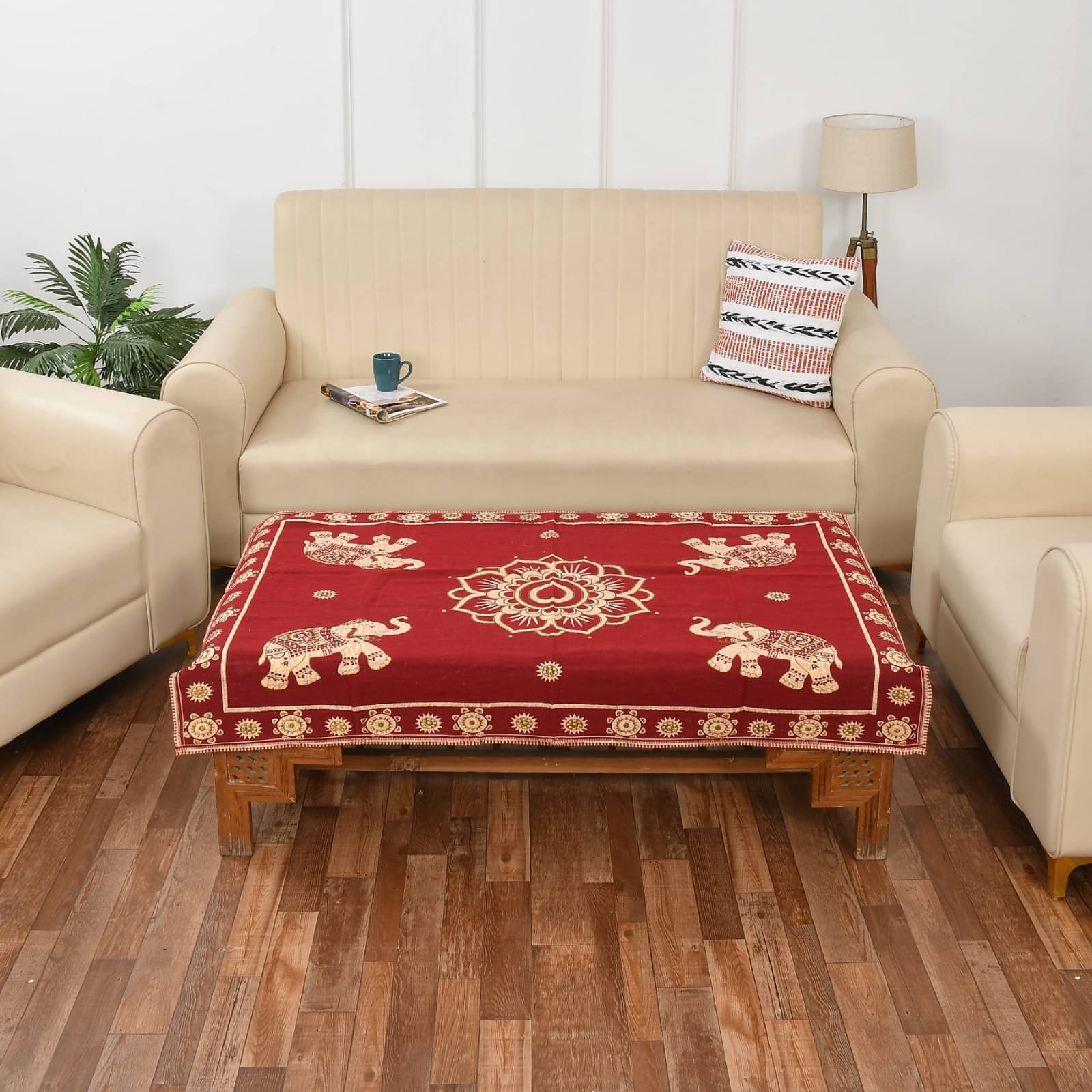 GoCose Home Printed Cotton 4 Seater Rectangle Table Cover ( 101 x 152 ) cm Pack of 1 Maroon GoCose Home Printed Cotton 4 Seater Rectangle Table Cover ( 101 x 152 ) cm Pack of 1 Maroon