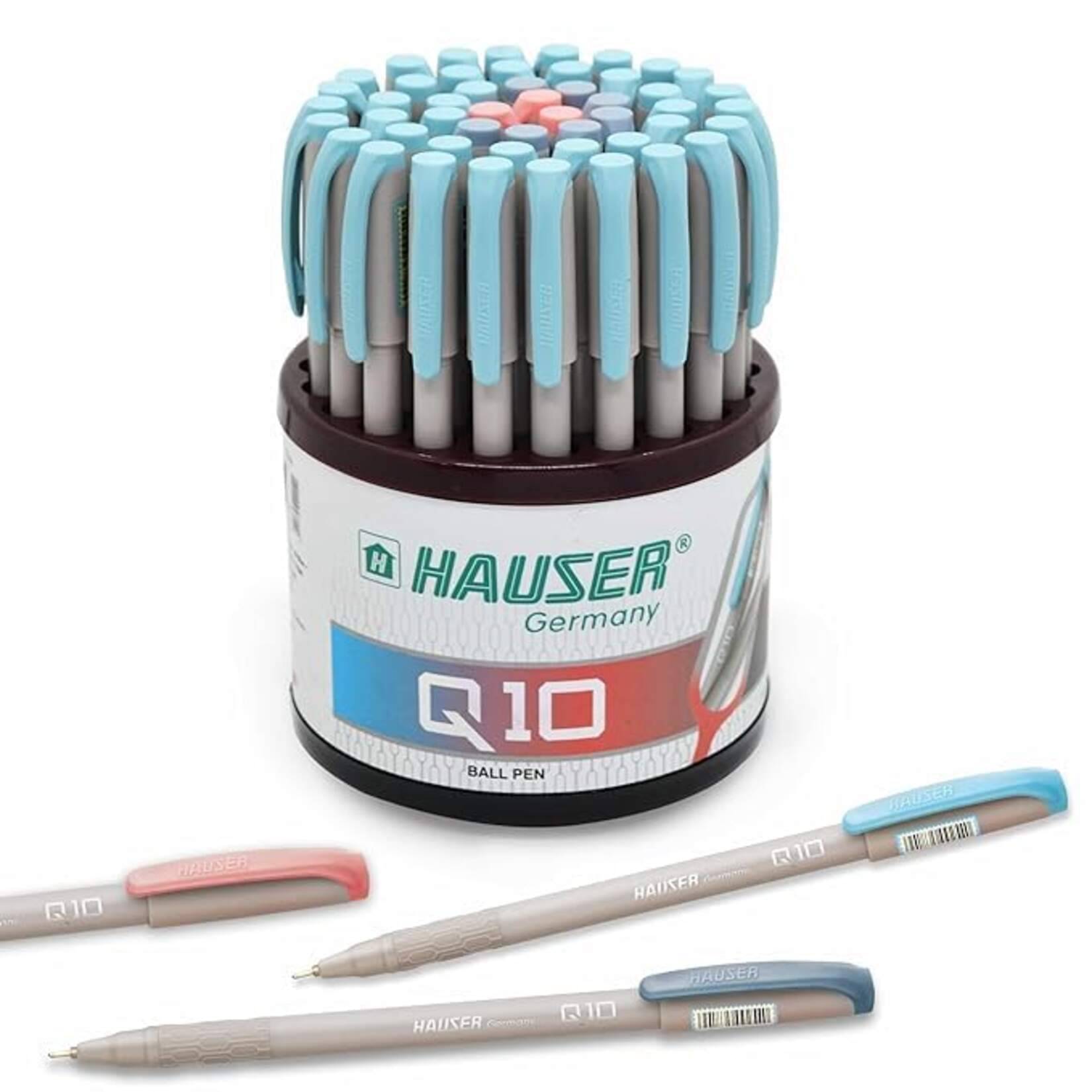     			Hauser Q10 0.6Mm Ball Pen Tumbler Set Blue, Black & Red Ink, Set Of 50 Ball Pens