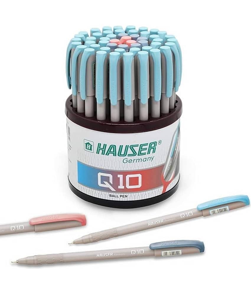 Hauser Q10 0.6Mm Ball Pen Tumbler Set Blue, Black & Red Ink, Set Of 50 Ball Pens