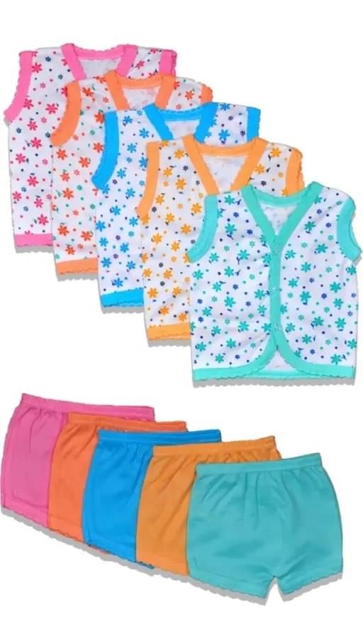     			KAREEDU Pack of 5 Unisex for Baby Cotton Top & Shorts ( Multicolor )