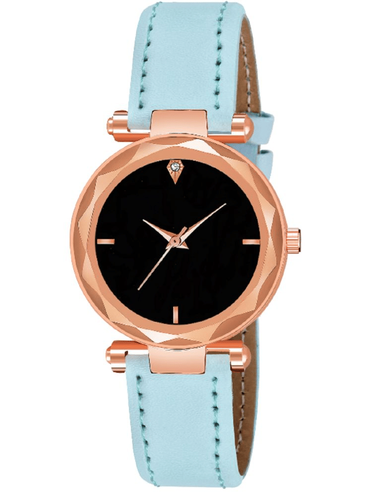     			KIARVI GALLERY Blue Leather Analog Womens Watch