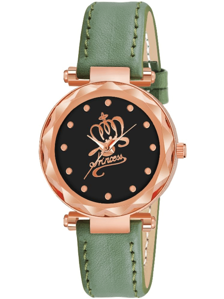     			KIARVI GALLERY Green Leather Analog Womens Watch