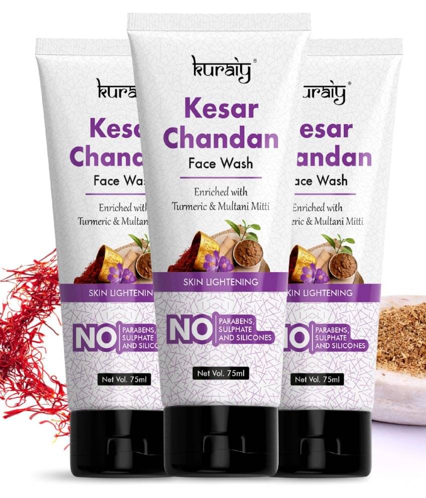     			KURAIY Gold Kesar Chandan Face wash For Glowing Skin, All Skin Types 75ml Each (Pack of 3)