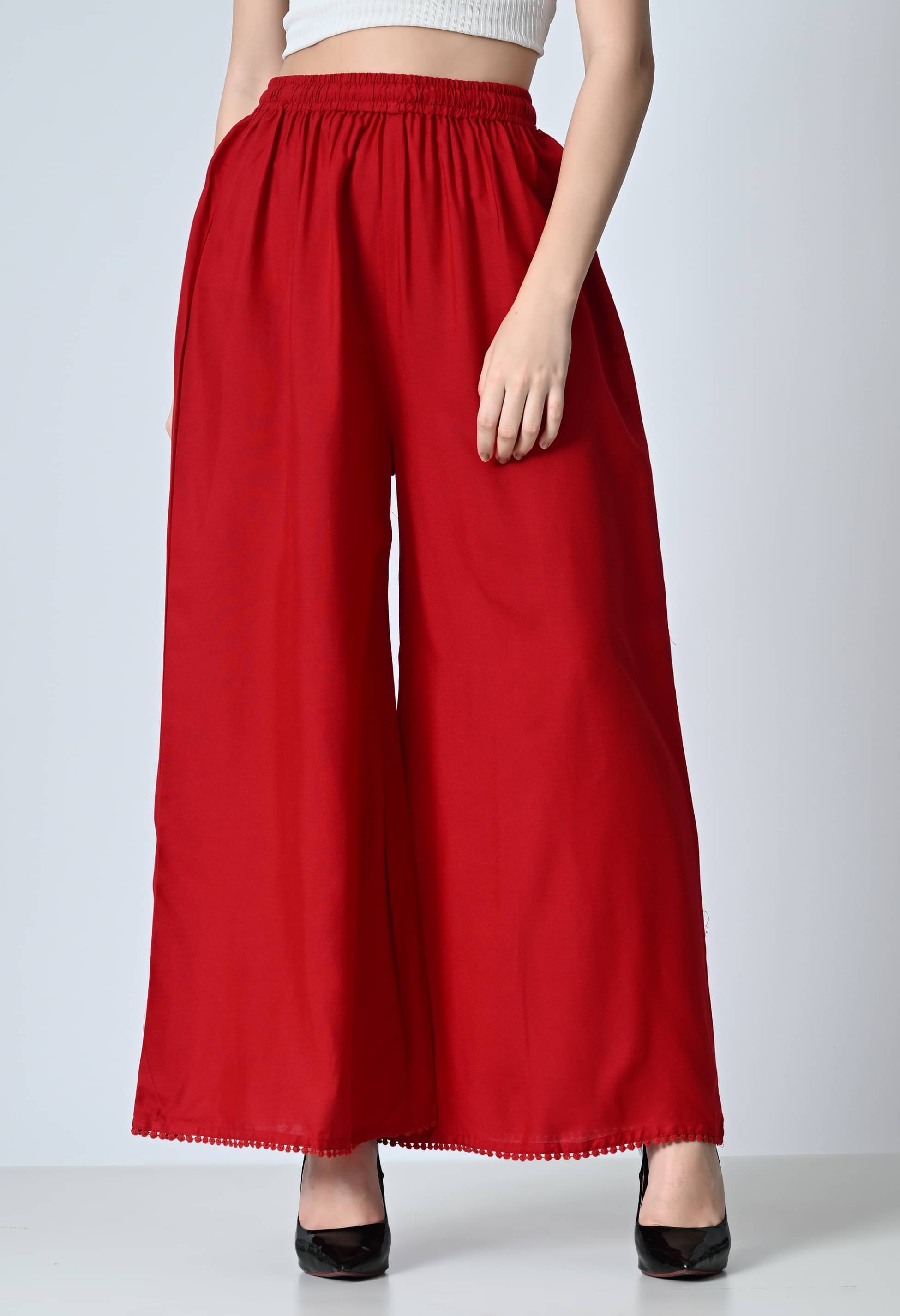     			MAURYA Maroon Rayon Flared Women's Palazzos ( Pack of 1 )
