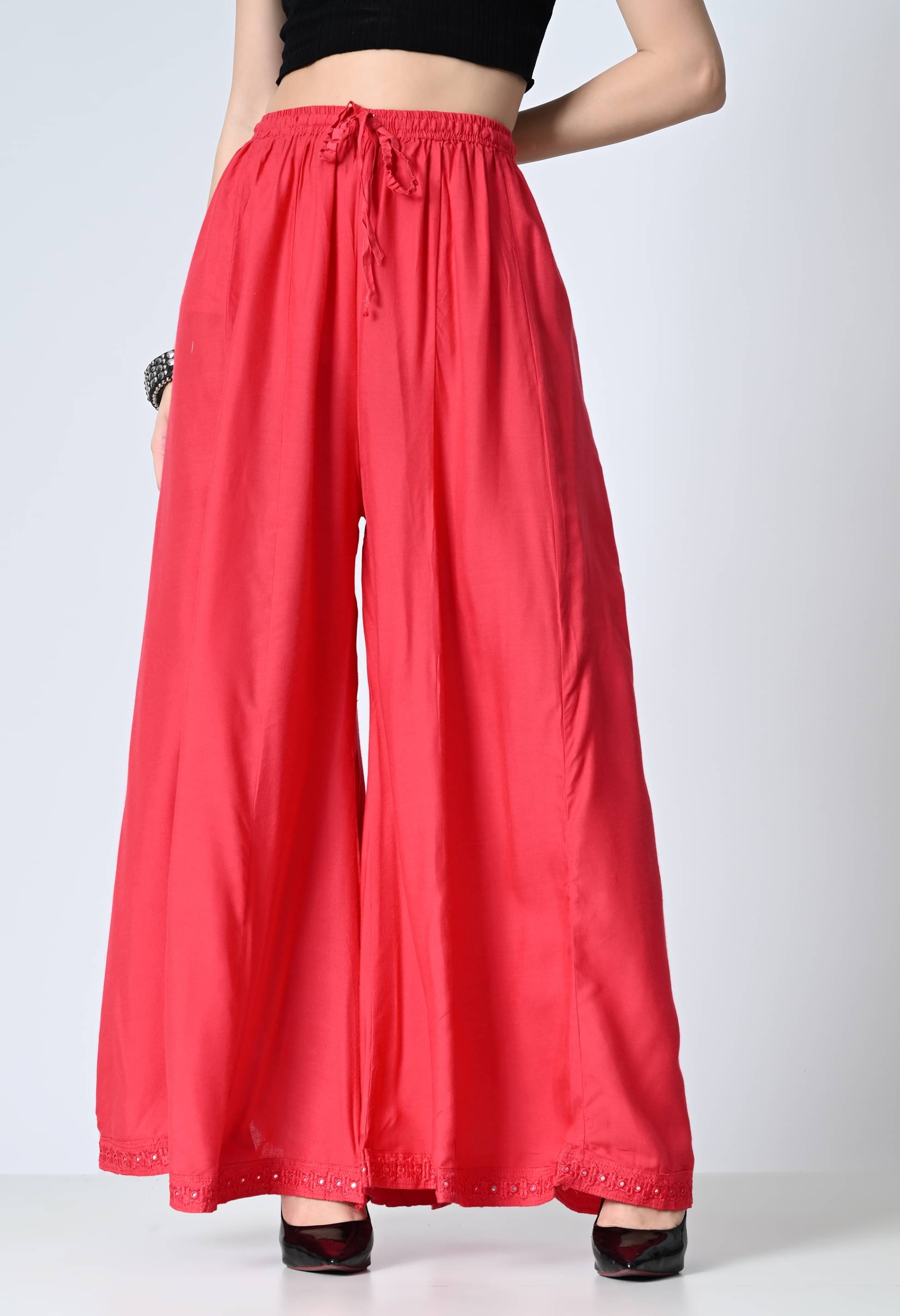     			MAURYA Red Rayon Flared Women's Palazzos ( Pack of 1 )