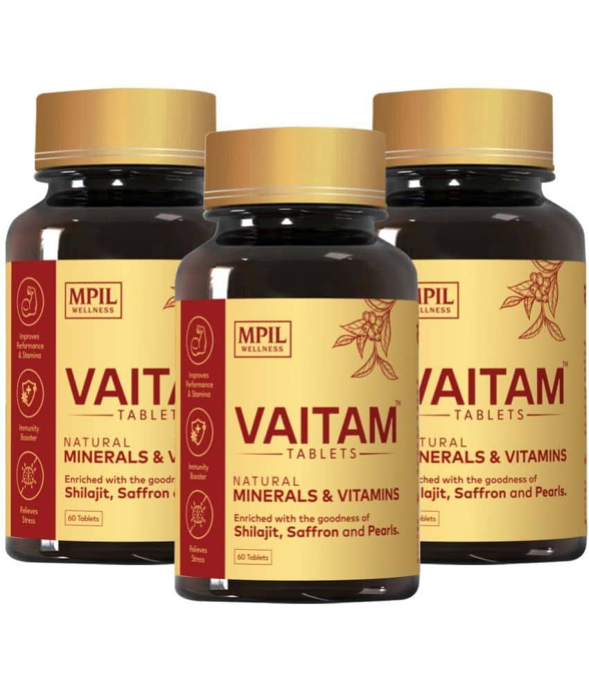 Mpil Wellness Vaitam Tablet with Blended Shilajit & Pearls for Daily Energy & Immunity (180 Tablets)