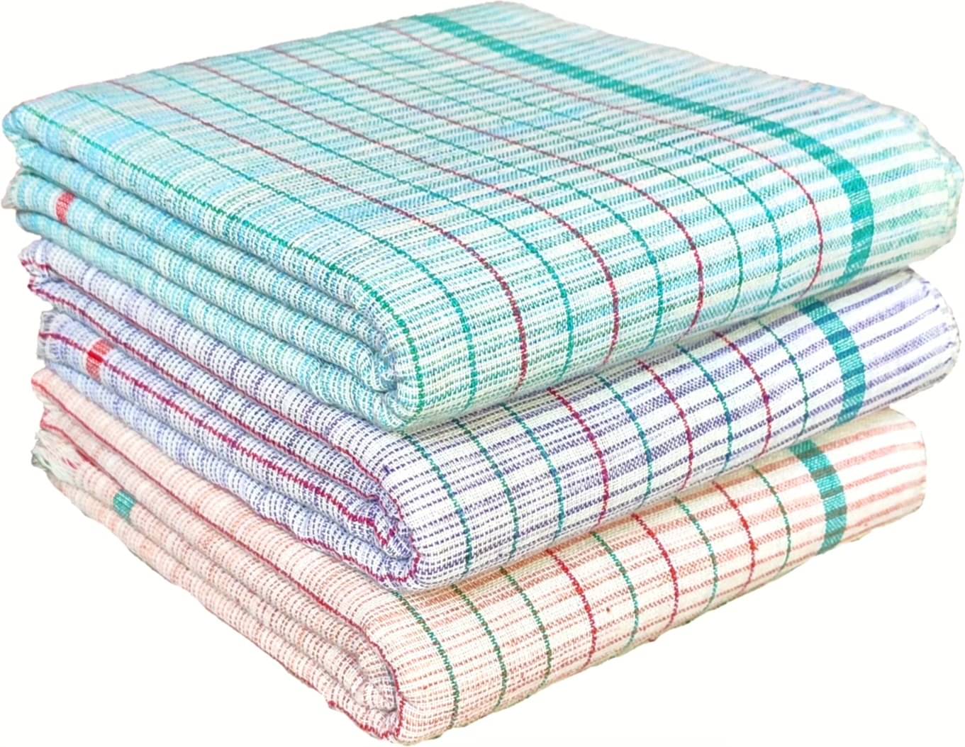     			Mk weaves Cotton Checks Below 300 -GSM Bath Towel ( Pack of 3 ) - Multicolor