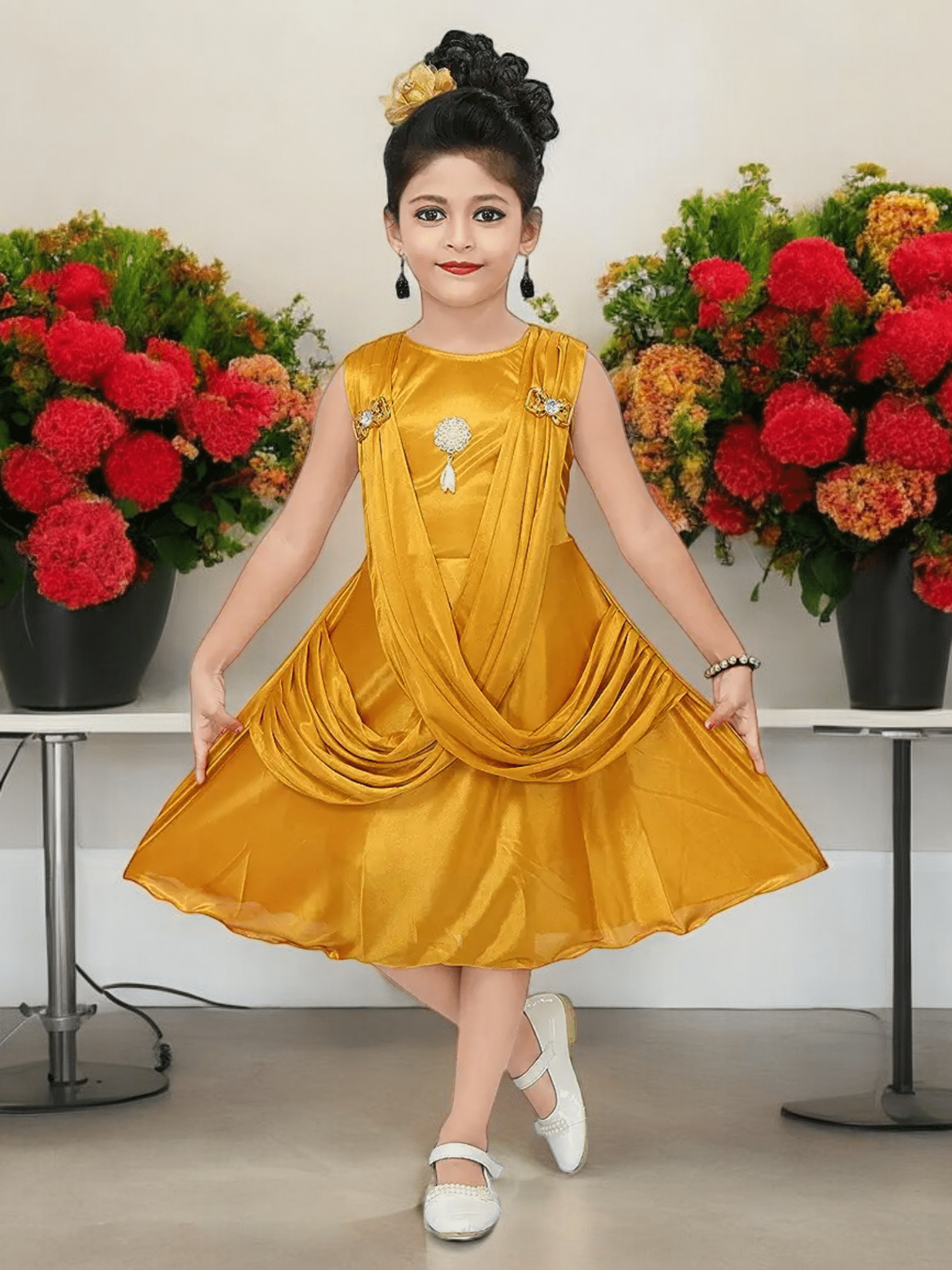 Mullick the designer Pack of 1 Baby Girls Polyester Frock ( Yellow ) Mullick the designer Pack of 1 Baby Girls Polyester Frock ( Yellow )
