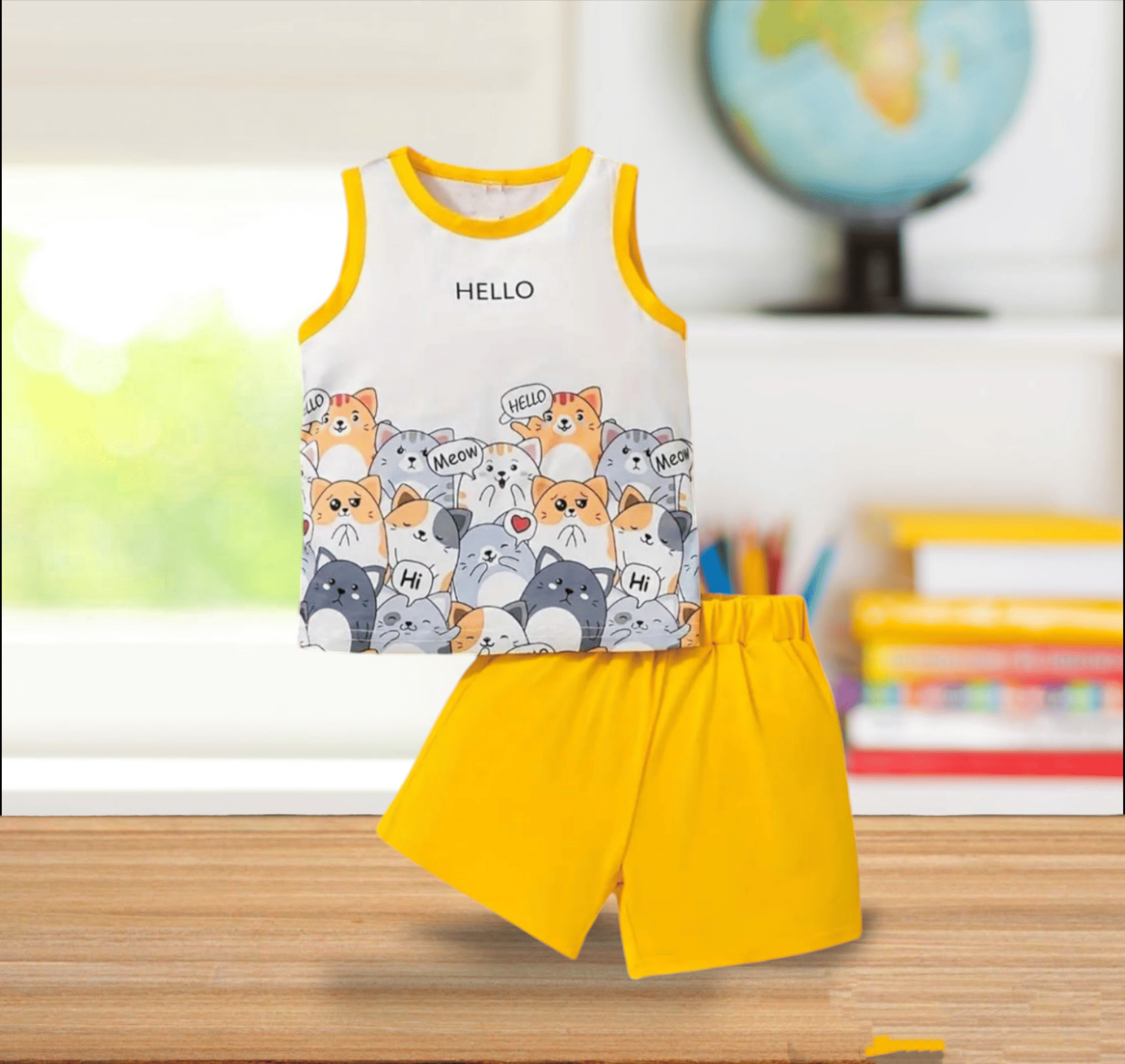 ODIMENT Pack of 1 Boys Cotton T-Shirt & Shorts Set ( White )