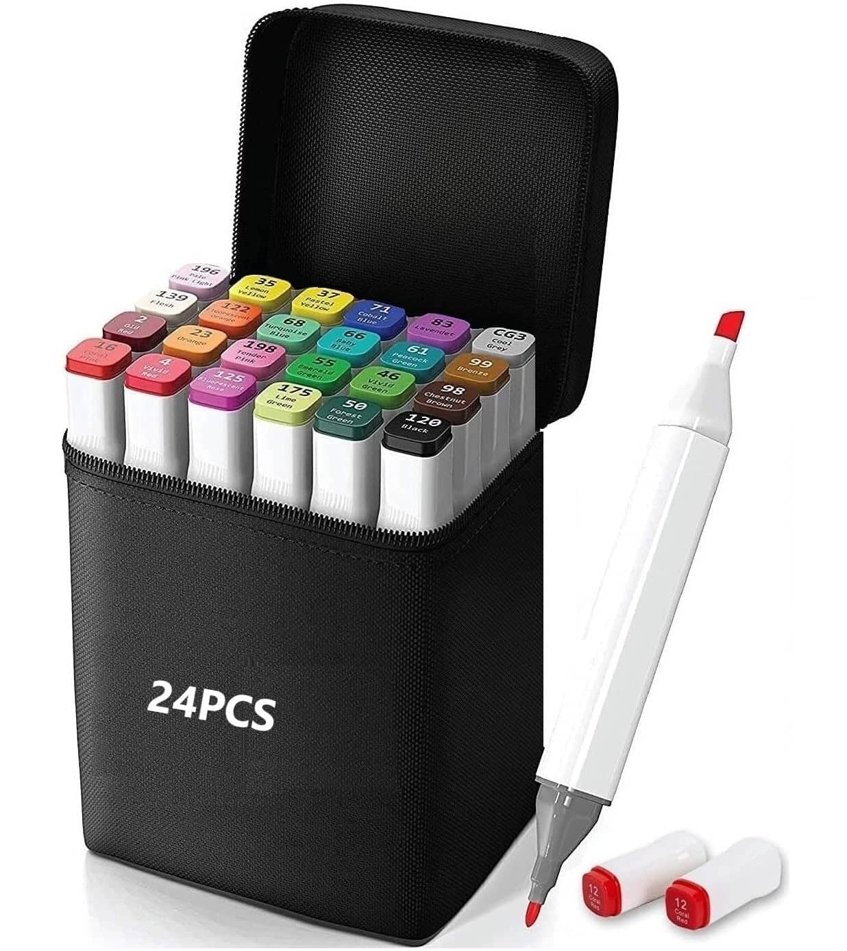 RAMDEV ENTERPRISE 24 Pcs Art Marker Assorted/Multicolour Pen Set Dual Tips Blender Drawing Permanent Sketch