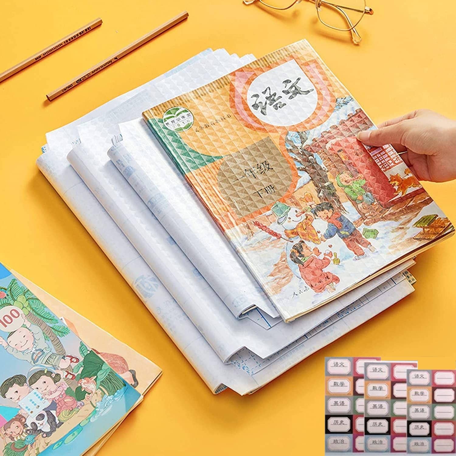 RAMDEV ENTERPRISE [30 Pcs- 3 Different Sizes -10 Each] Book Biding Cover Transparent Paper Sticker Book Cover Film,Waterproof School Textbook Protective Case Cover, Cut Self-Adhesive Book Cover Paper Sticker.