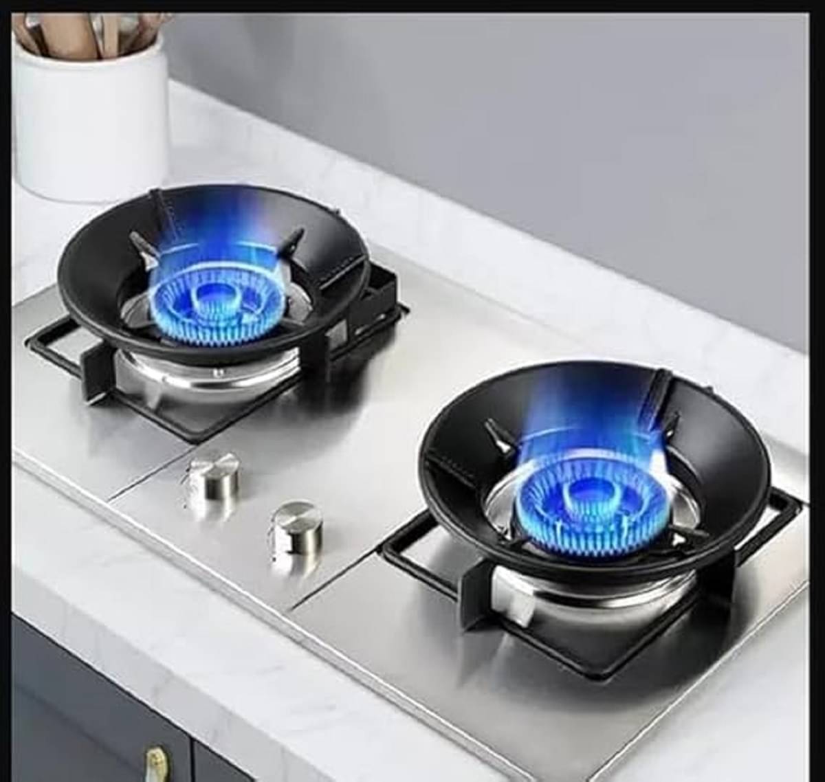 RAMDEV ENTERPRISE Black Gas Saver Burner Stand Gas Chula Burner Gas Saver Stand Jali Ring Fire & Windproof Energy Saving, Gas Chula Support Stand 4 Legs Supported For Indian Gas 0.7Mm (Pack Of 2) Black - Metal. RAMDEV ENTERPRISE Black Gas Saver Burner Stand Gas Chula Burner Gas Saver Stand Jali Ring Fire & Windproof Energy Saving, Gas Chula Support Stand 4 Legs Supported For Indian Gas 0.7Mm (Pack Of 2) Black - Metal.