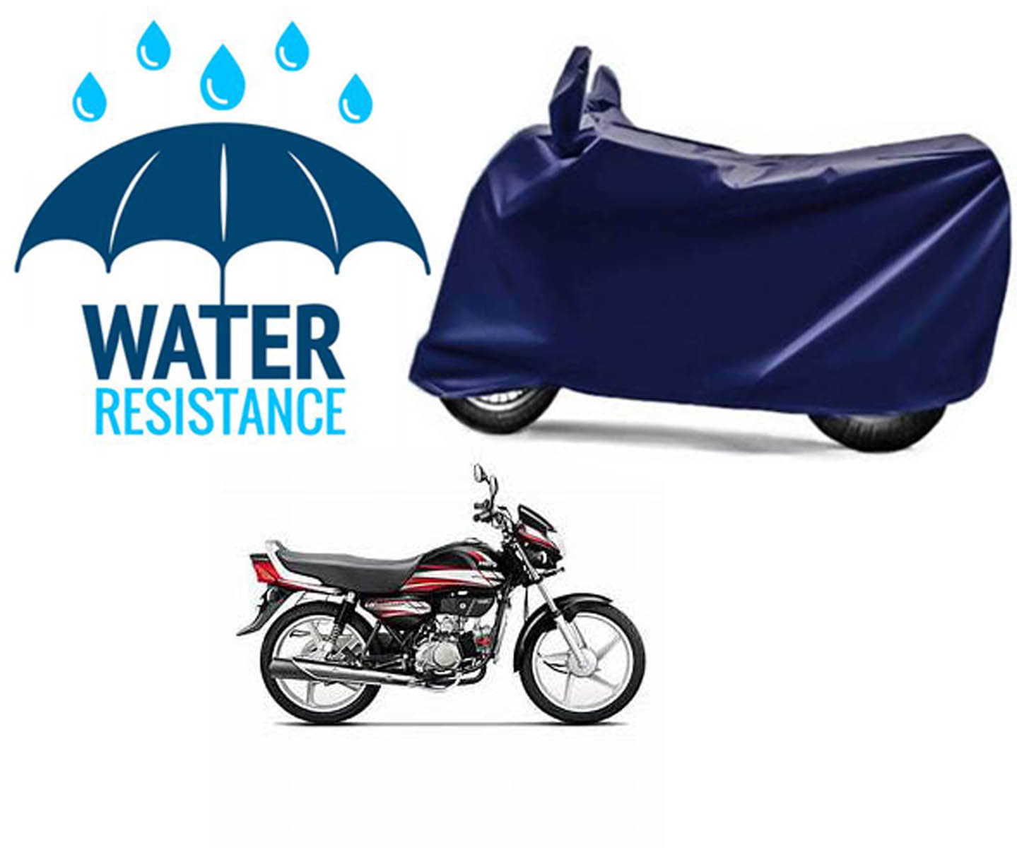 RONISH Bike Body Cover for Hero HF Deluxe ( Pack of 1 ) , Blue
