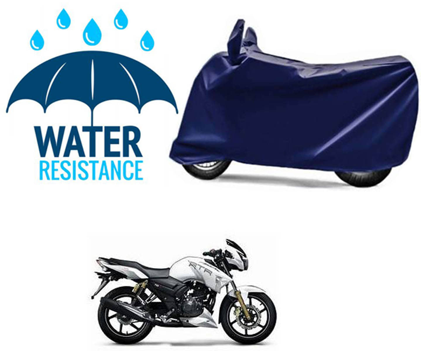 RONISH Bike Body Cover for TVS Apache RTR 180 ( Pack of 1 ) , Blue